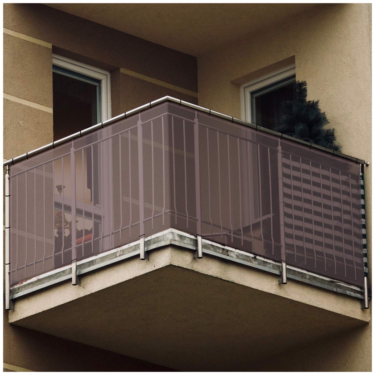 Banister Guard Safety Net for Baby, 15ft x 3ft Stair Railing Mesh Barrier for Kids, Cats, Dogs, Child Safety Rail Guard - Dark B