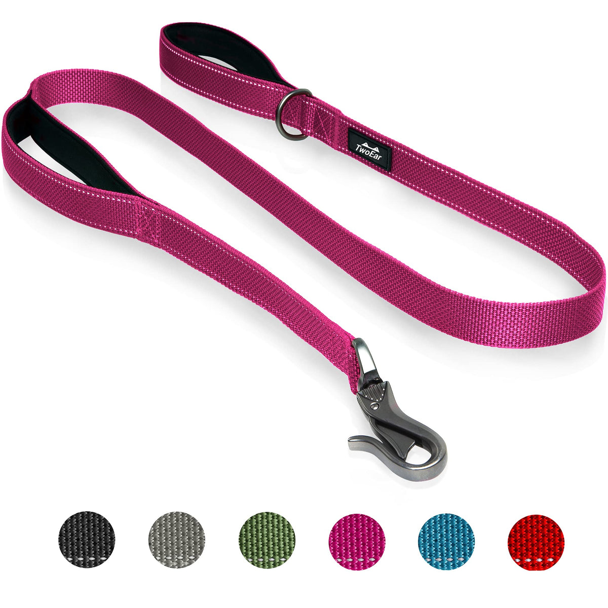 Twoear 5Ft 1In Strong Rose Dog Leash With 2 Padded Handles, Traffic Handle Extra Control, Comfortable Soft Dual Handle, Auto Loc