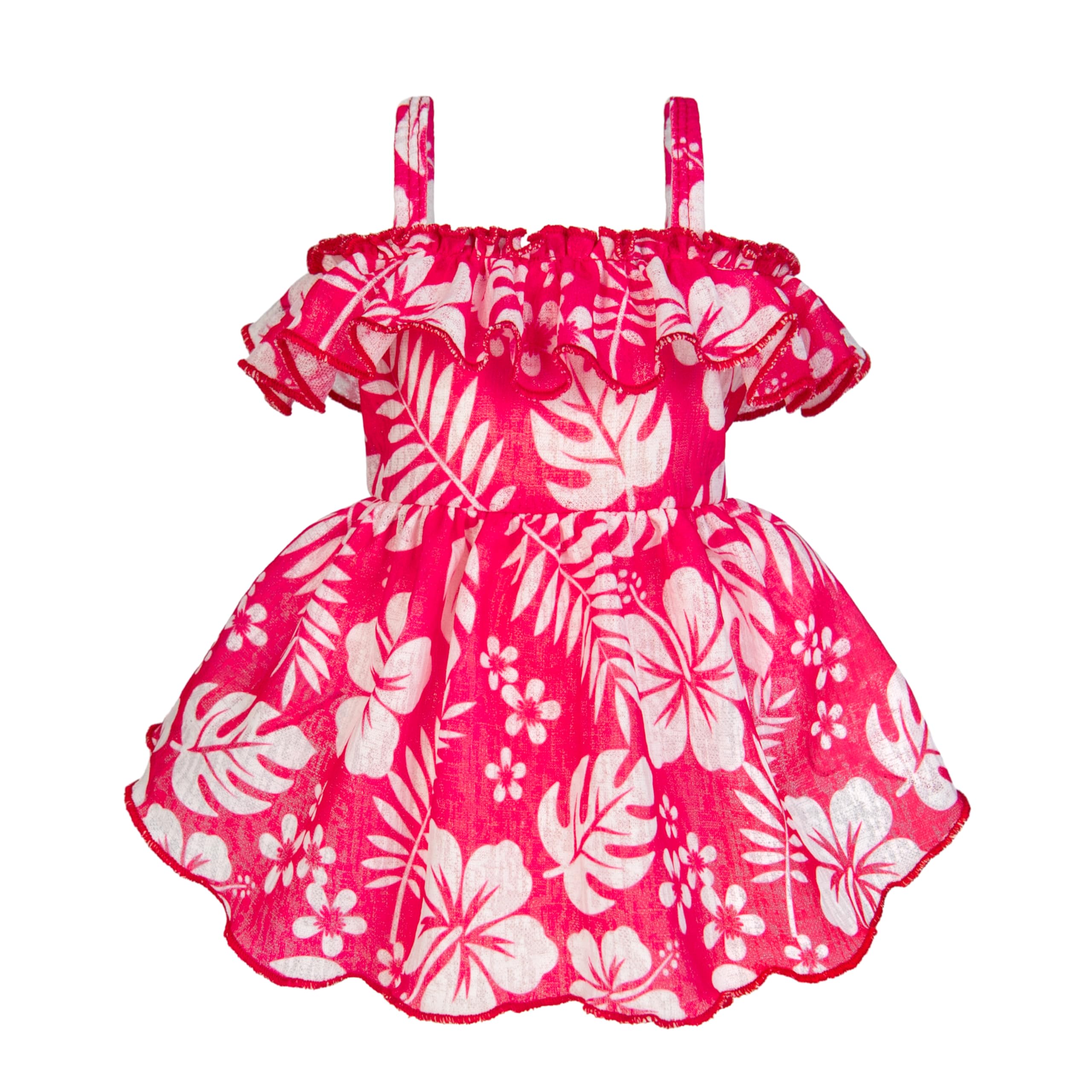 Fitwarm Tropical Dog Dress, Ruffled Doggy Hawaiian Dress, Dog Summer Clothes For Small Dogs Girl, Pet Outfit, Red, White, Xs