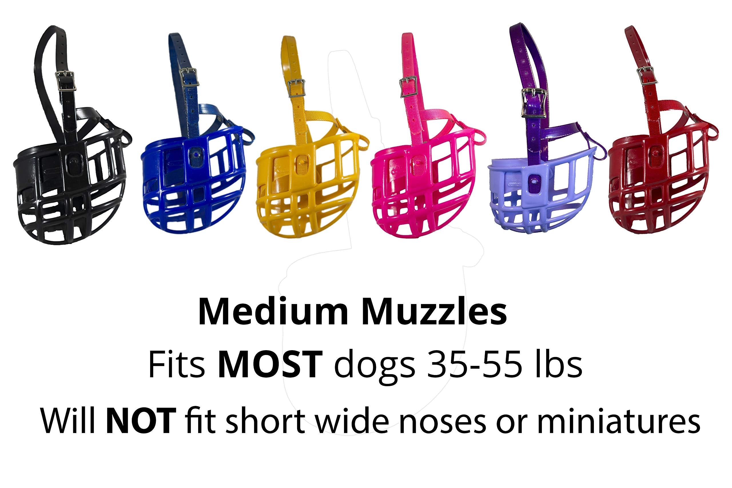 Birdwell Enterprises - Plastic Dog Muzzle With Adjustable Plastic Coated Nylon Headstall - Made In The Usa - (Medium, Black)