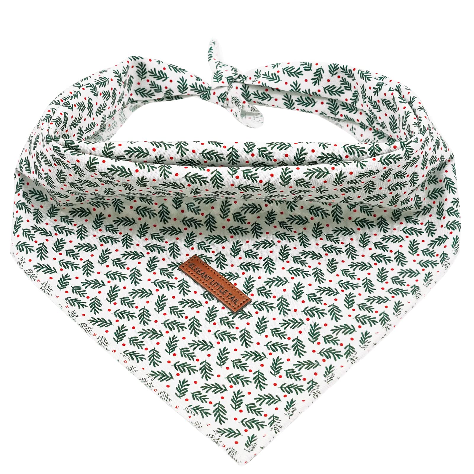 Elegant Little Tail Dog Bandanas - 1Pack Washable Christmas Scarf, Female Square Bib Kerchief, Adjustable Pet Bandana For Small 
