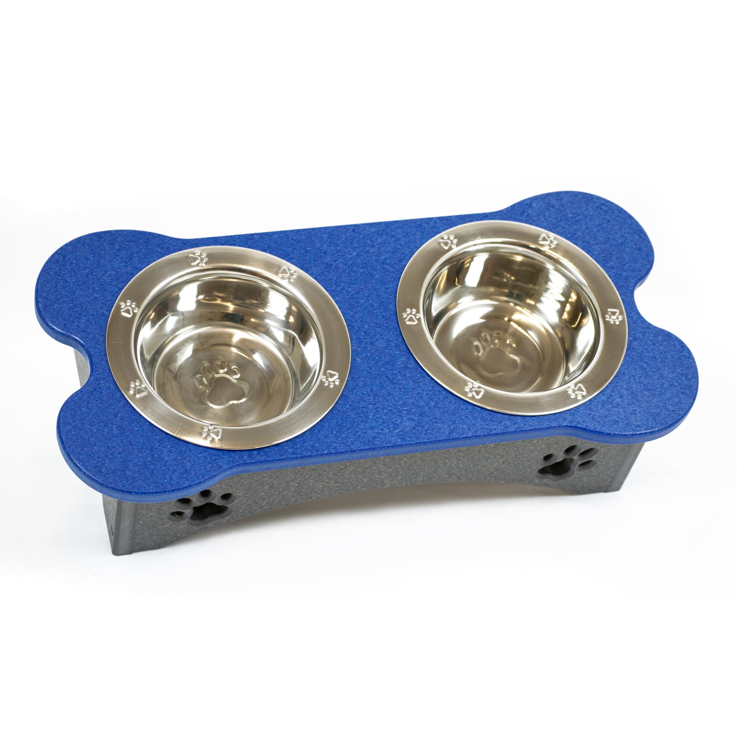High Double Water and Food Bowls Made of High Density Poly Resin for Small Dogs