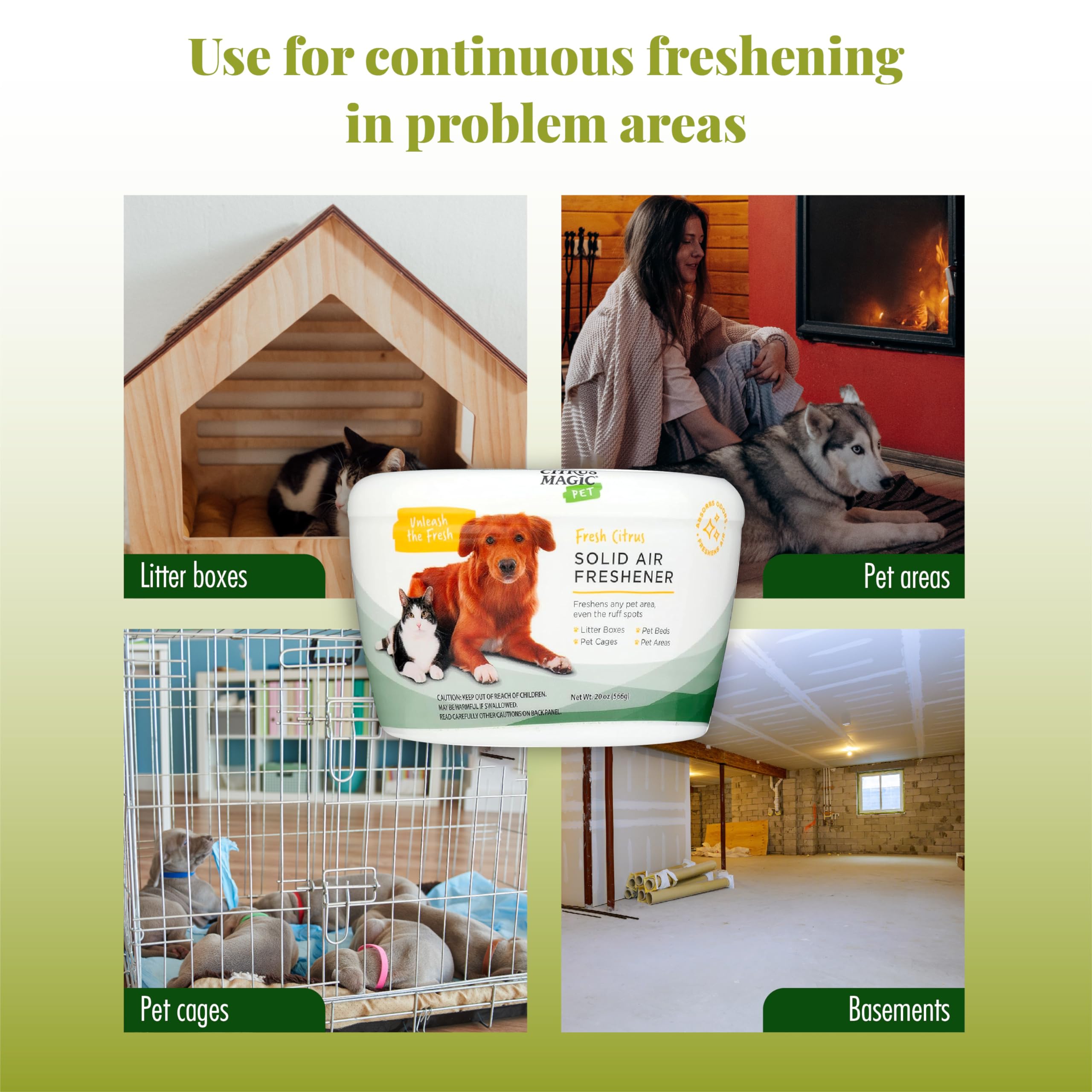 Citrus Magic Pet Odor Eliminator Solid Air Freshener, Fresh Citrus, 20-Ounce, Pack Of 2