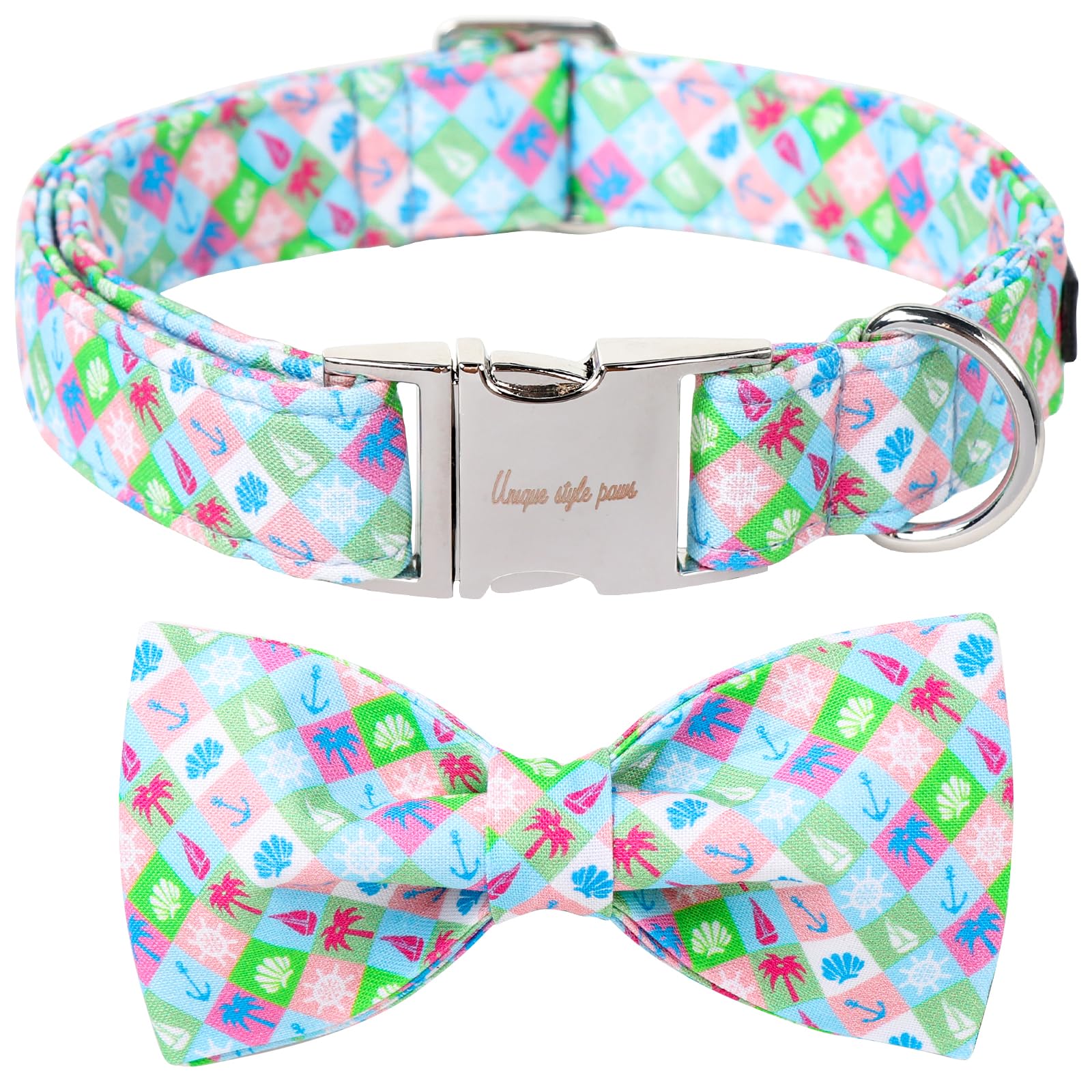 Unique Style Paws Summer Dog Collar With Bow, Cute Soft Bow Tie Dog Collar,Blue Dog Bow For Girl,Boy Dogs,Cats,Xs,8-12In