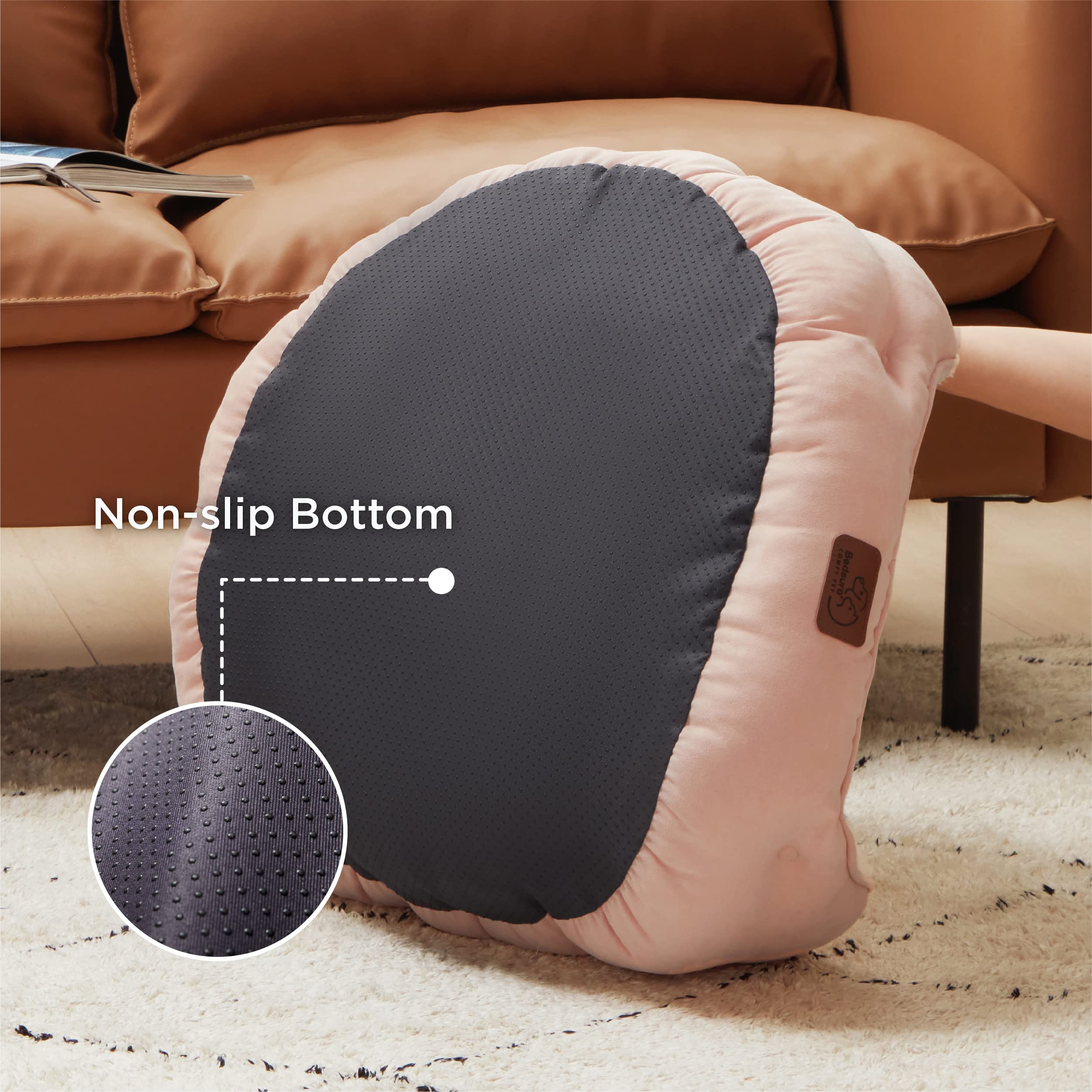 Bedsure Dog Beds For Small Dogs - Round Cat Beds For Indoor Cats, Washable Pet Bed For Puppy And Kitten With Slip-Resistant Bottom, 25 Inches, Peach Pink