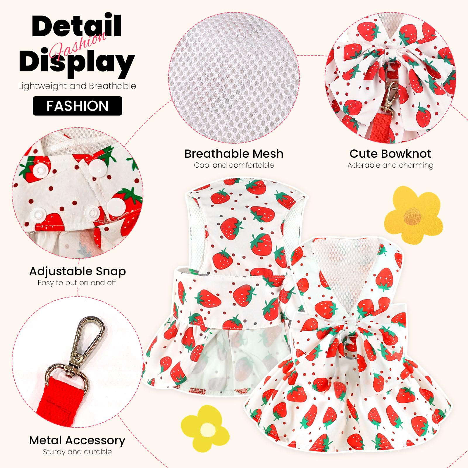 Abrrlo Cute Dog Dress Small Dog Clothes For Girls Female Puppy Outfits Red Strawberry Pet Summer Clothes Bowknot Doggy Cat Princ