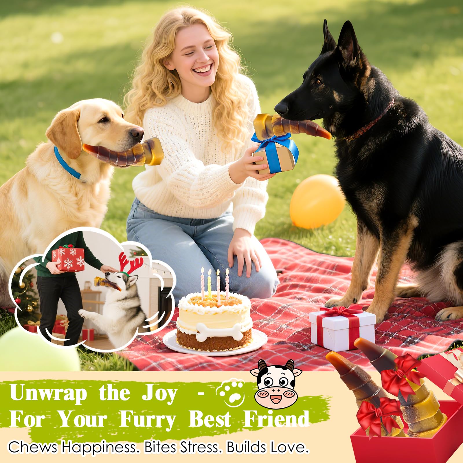 WOWBALA Dog Chew Toy Aggressive Chewers - 2 Pack Indestructible Dog Toys - Tough Dogs Toy to Keep Them Busy - Pet Toys for Mediu