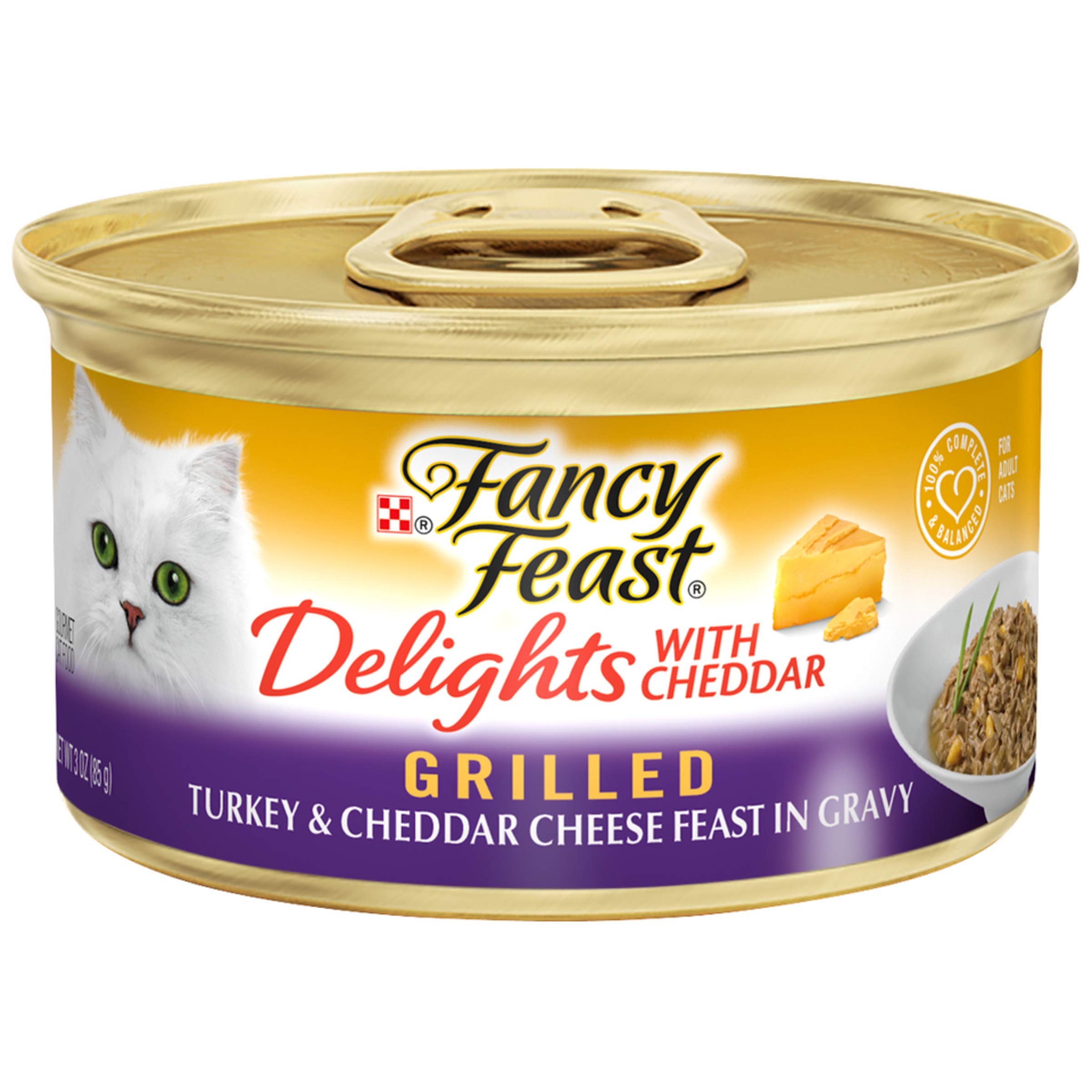 Purina Fancy Feast Delights With Cheddar Grilled Turkey and Cheddar Cheese Feast in Wet Cat Food Gravy Cat Food - (Pack of 24) 3