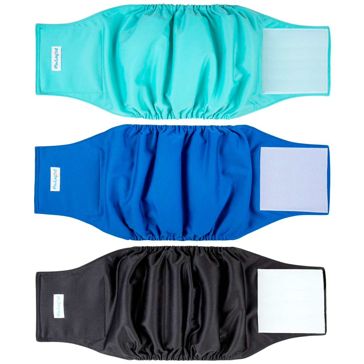 Paw Legend Washable Dog Belly Band Wrap Diapers For Male Dog | High Absorbing Puppy & Doggy Diapers Male (3 Pack,Blue,Aqua,Black,Xs)