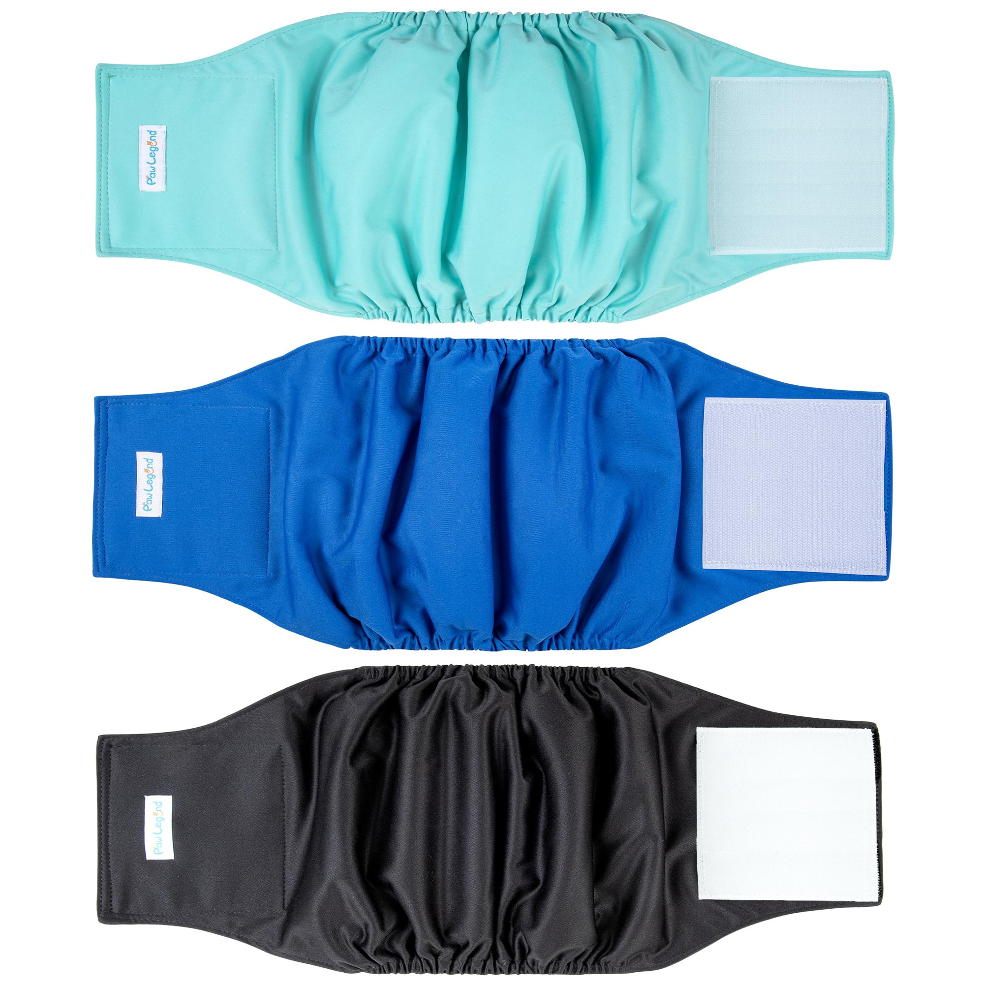 Paw Legend Washable Dog Belly Band Wrap Diapers For Male Dog | High Absorbing Puppy & Doggy Diapers Male (3 Pack,Blue,Aqua,Black,Xx-Large)