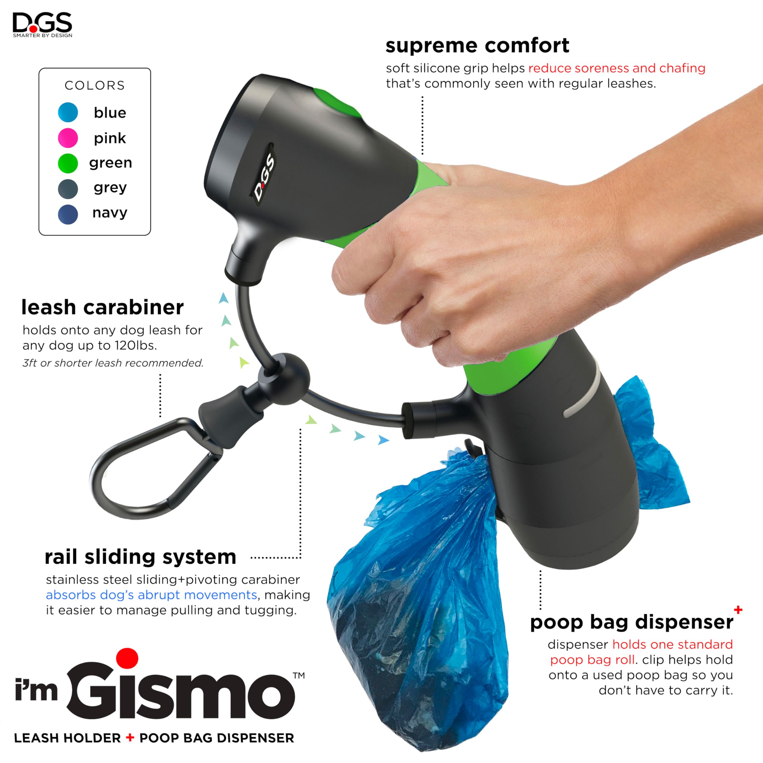 Dog Gone Smart I'M Gismo- Handle With Poop Bag Dispenser Lime Green