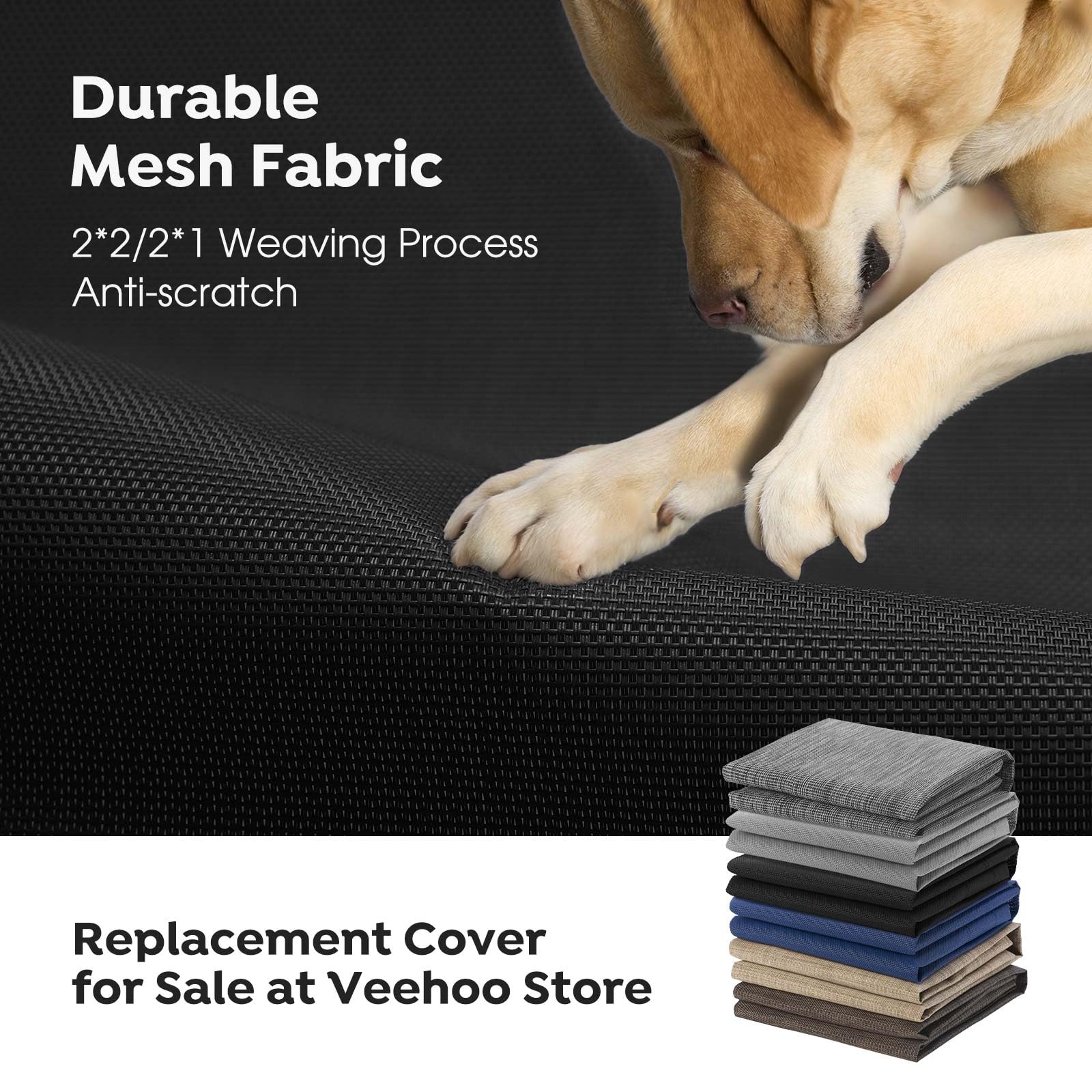 Veehoo Cooling Elevated Dog Bed, Portable Raised Pet Cot With Washable & Breathable Mesh, No-Slip Rubber Feet For Indoor & Outdo
