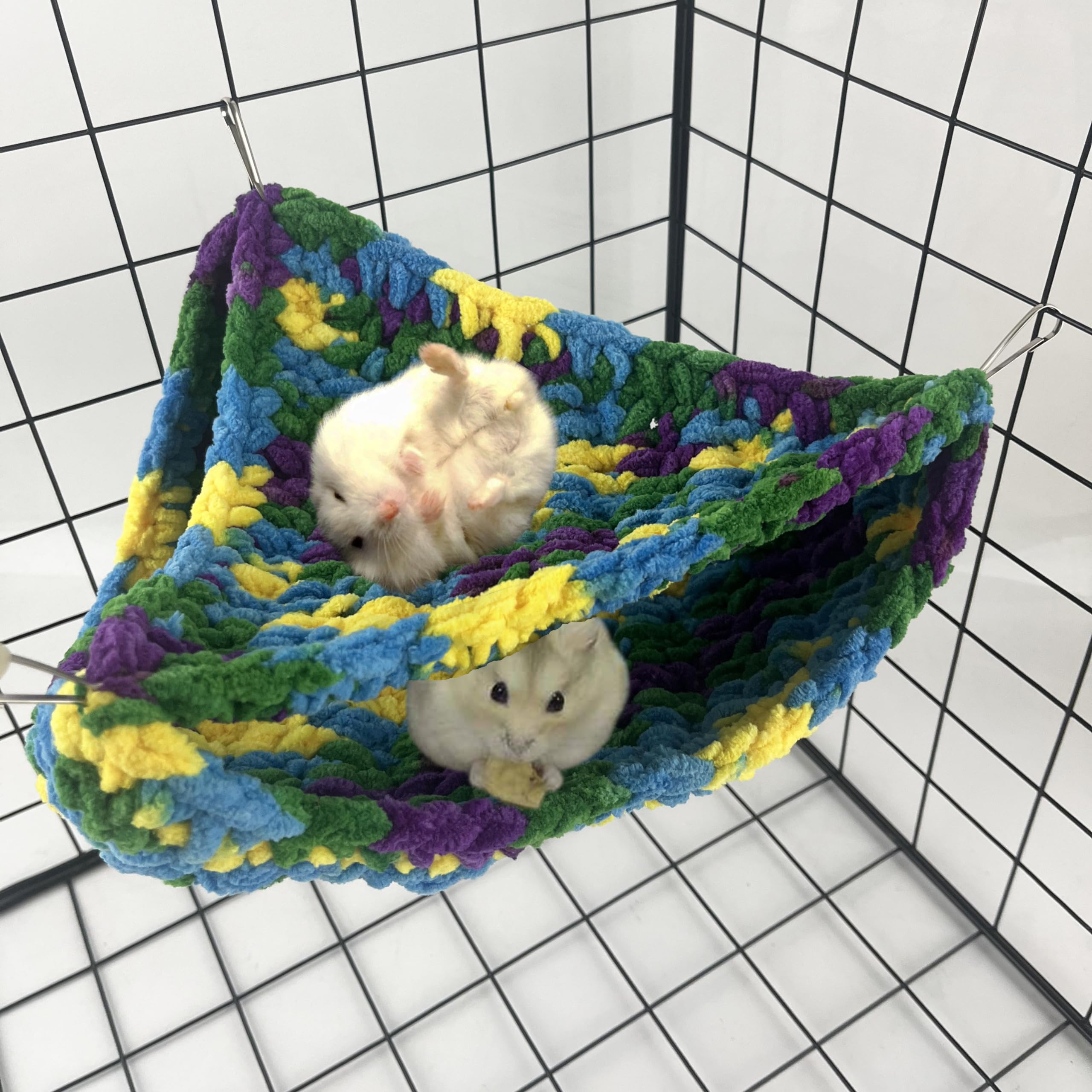 Cdycam Reptile Hammock, Soft Double-Layered Bearded Dragon Hammock Swing Hanging Bed With Strong Suction Cups & Metal Hooks, Lar