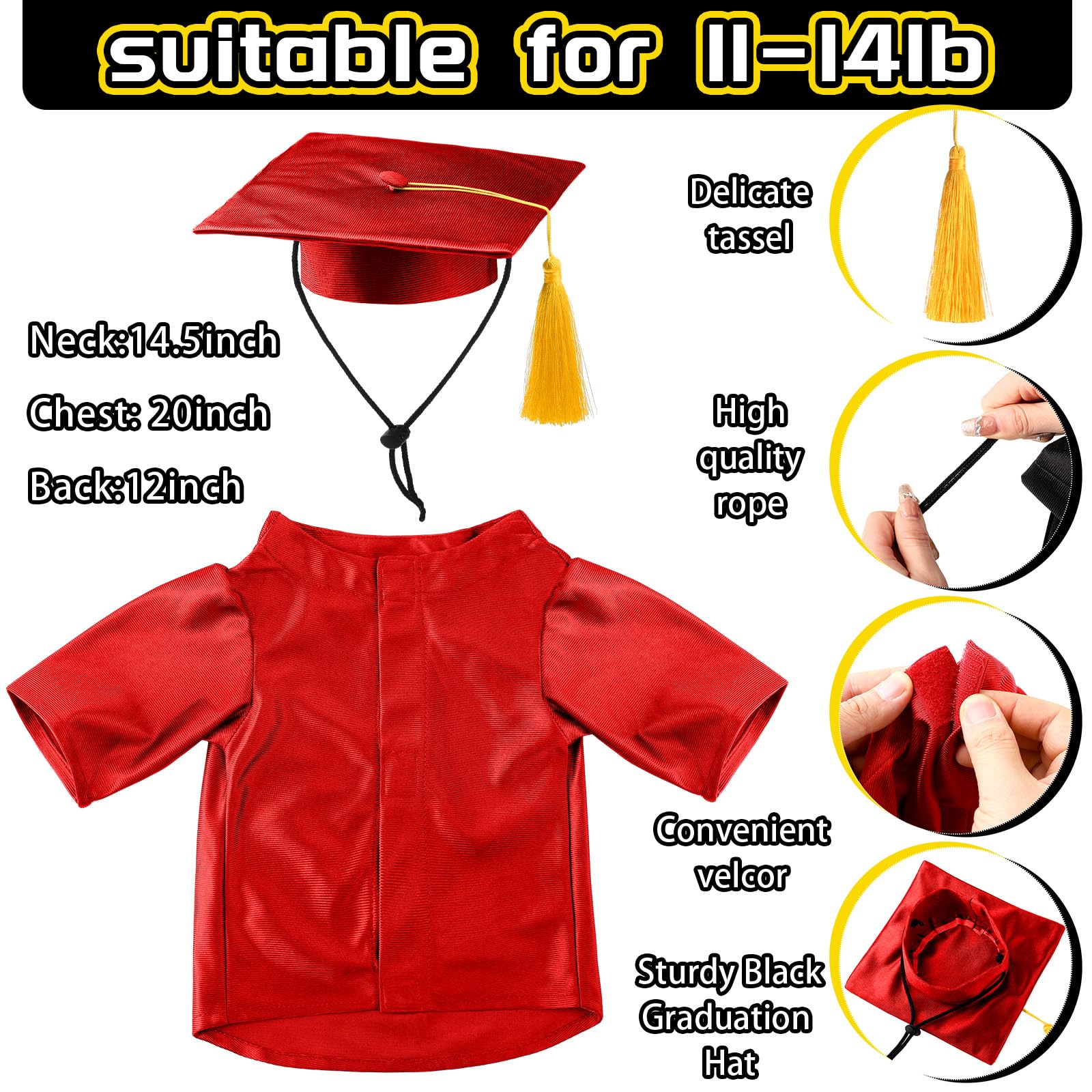 Bunnycool Dog Graduation Cap And Gown 2025 Washable Pet Graduation Costume For Dog Cat Shirt And Hat(Marnoon)