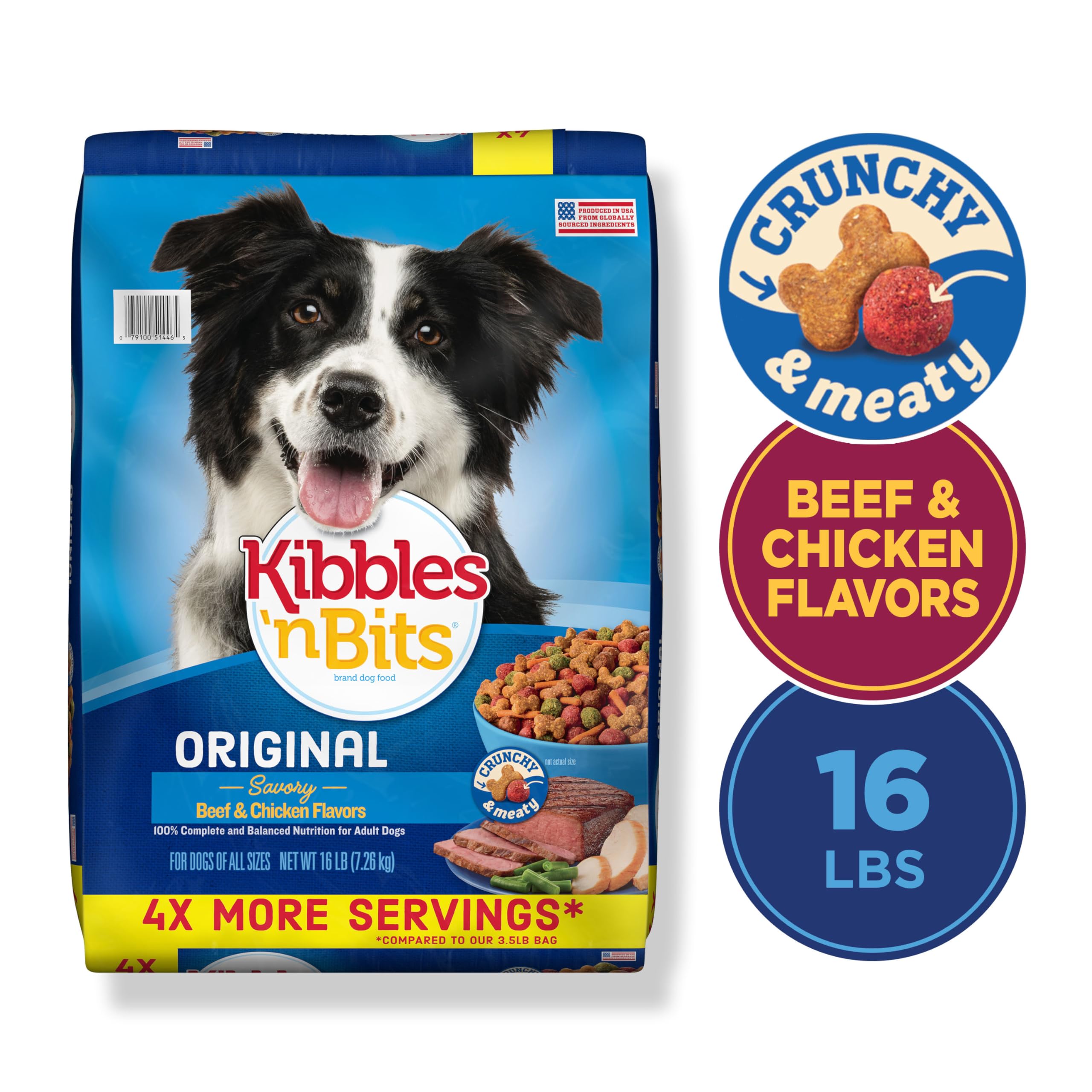 Kibbles n Bits Original Savory Beef & Chicken Flavors Dry Dog Food, 16-Pound