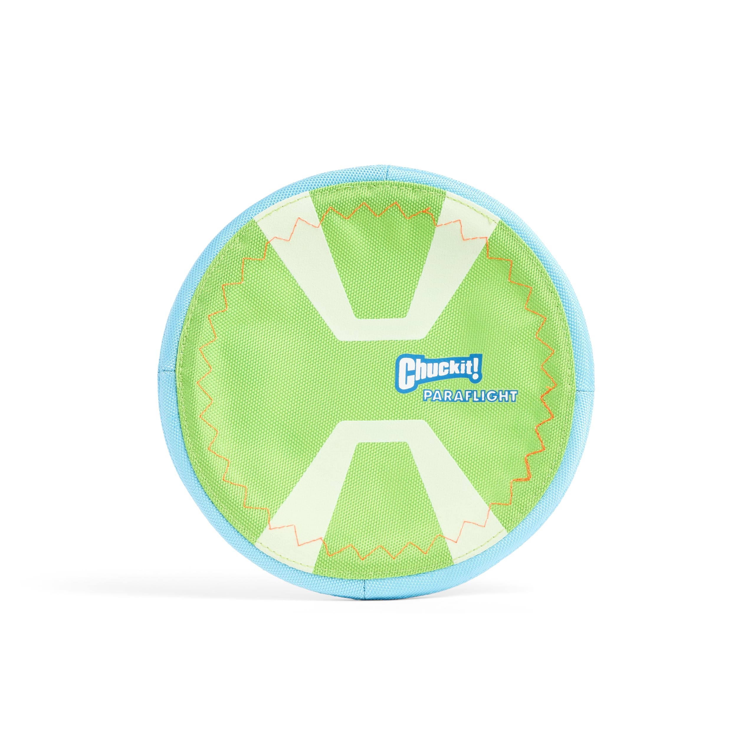 Chuckit! Max Glow Paraflight Flying Disc Dog Toy - Water Floating Flyer - Durable Nylon Construction With Soft Rubber Edges - For Medium And Large Dogs - Size Large - 9.75' L X 9.75' W - Pack Of 1