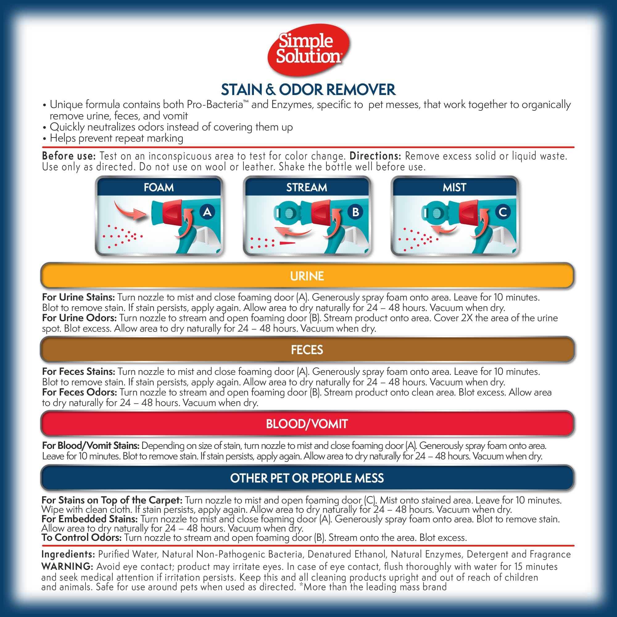 Simple Solution Pet Stain And Odor Remover | Enzymatic Cleaner With 2X Pro-Bacteria Cleaning Power | Floral Fresh, 1 Gallon