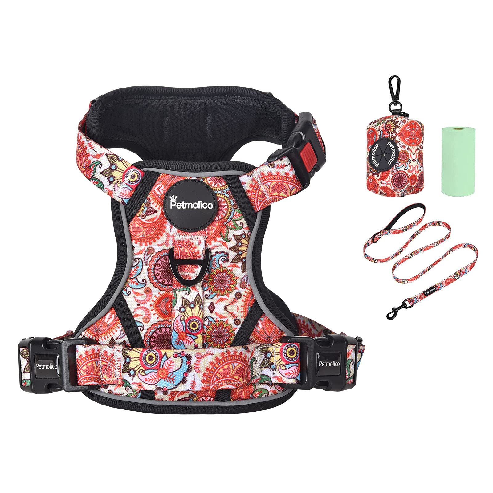 Petmolico No Pull Dog Harness Set with Leash Attachment Easy Control Handle Reflective Harness Vest Small Breed, Puppy Vest and 