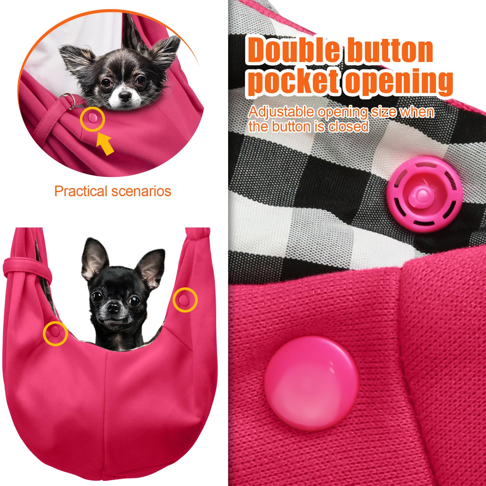 Tomkas Dog Sling Carrier For Small Dogs Puppy Carrier For Small Dogs (Rose Red, For Pets Weight 2-7 Lbs)