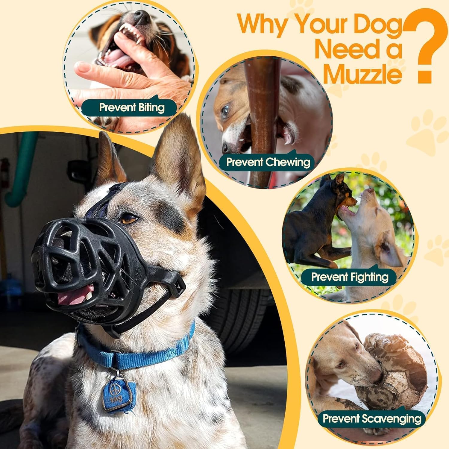 Dog Muzzle, Breathable Basket Muzzles For Small, Medium, Large And X-Large Dogs, Stop Biting, Barking And Chewing, Best For Aggressive Dogs (X-Large, Black)