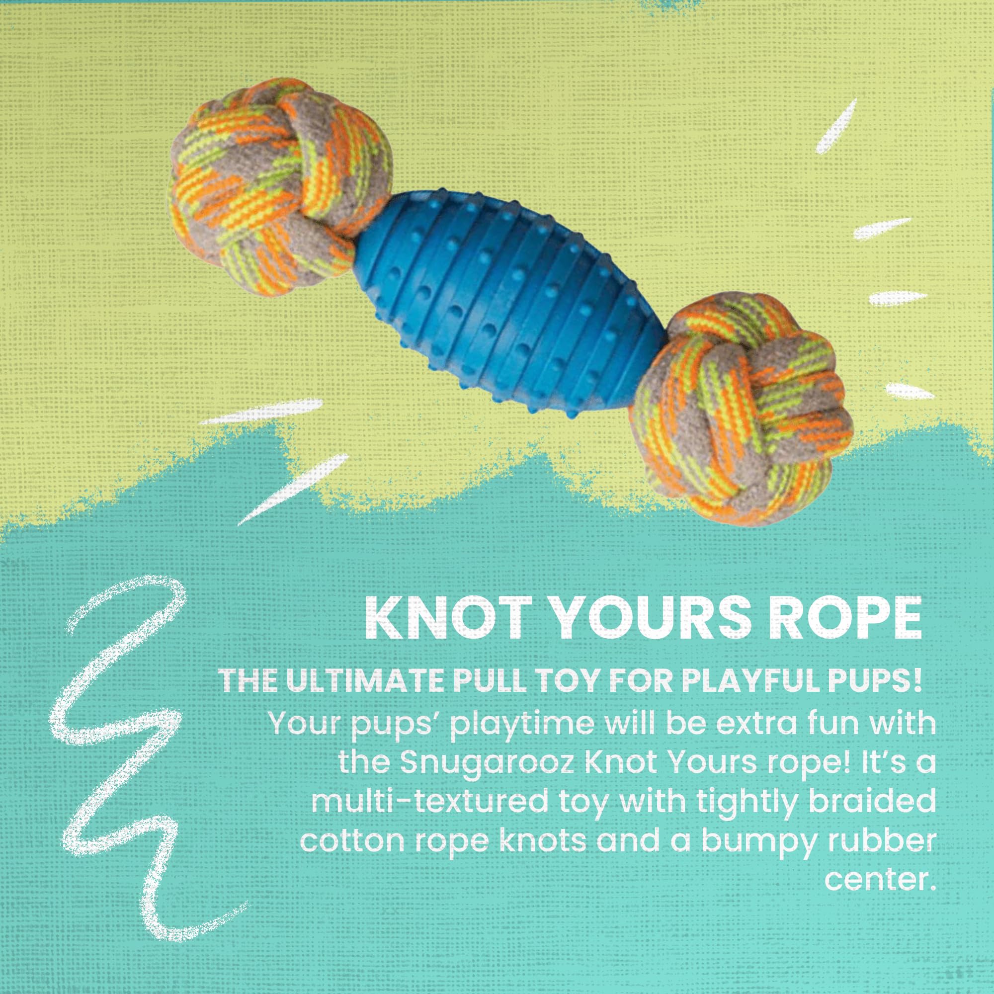 Snugarooz Knot Yours Rope Dog Toy With Patch Repair - Multi-Textured Braided Rope With Rubber Center - Durable Chew & Fetch Toy