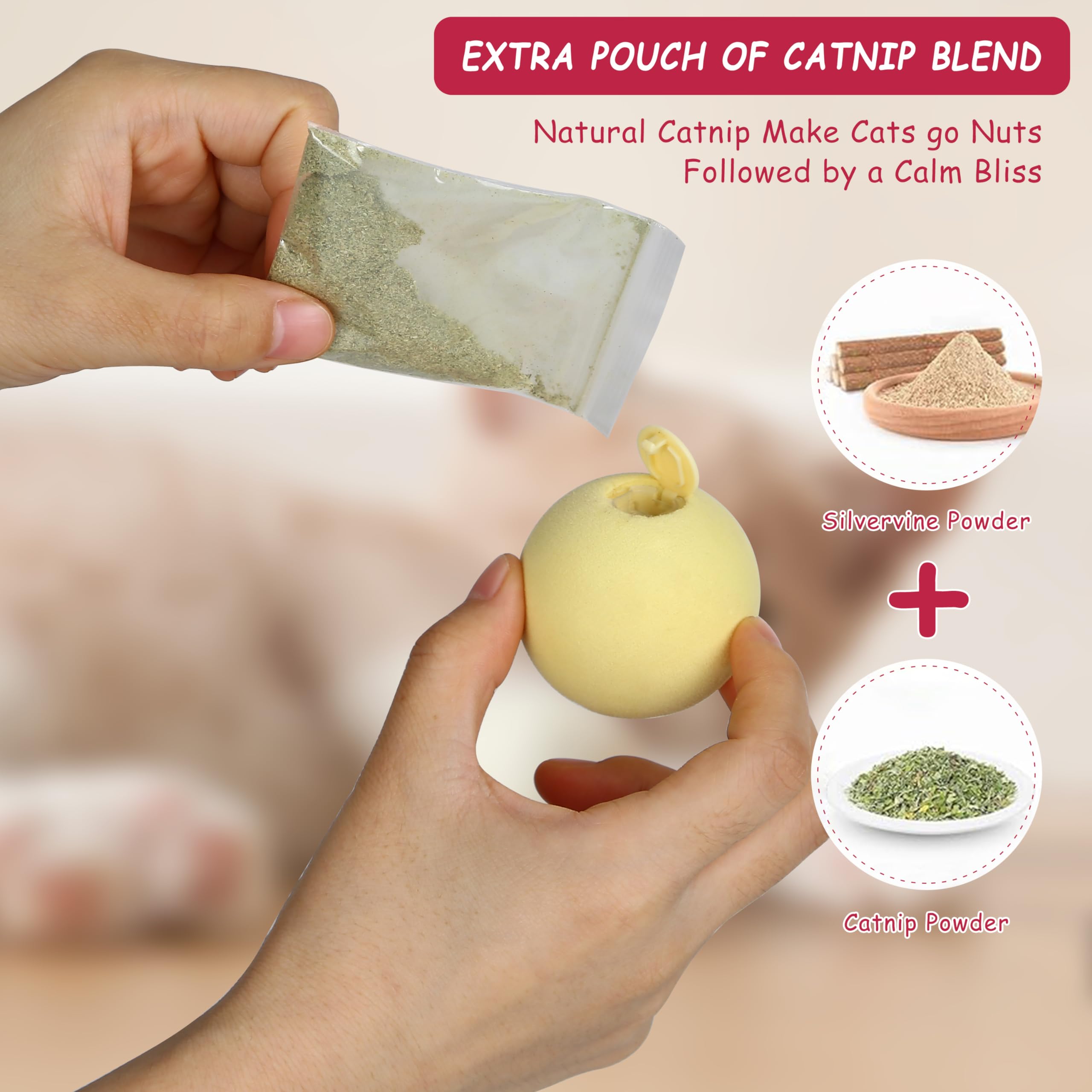 Zalbyuy Cat Toy Balls With Sound, Chirping Cat Toys With Catnip, 3 Pcs Eva Rolling Toy Balls, Interactive Kitten Toys For Indoor