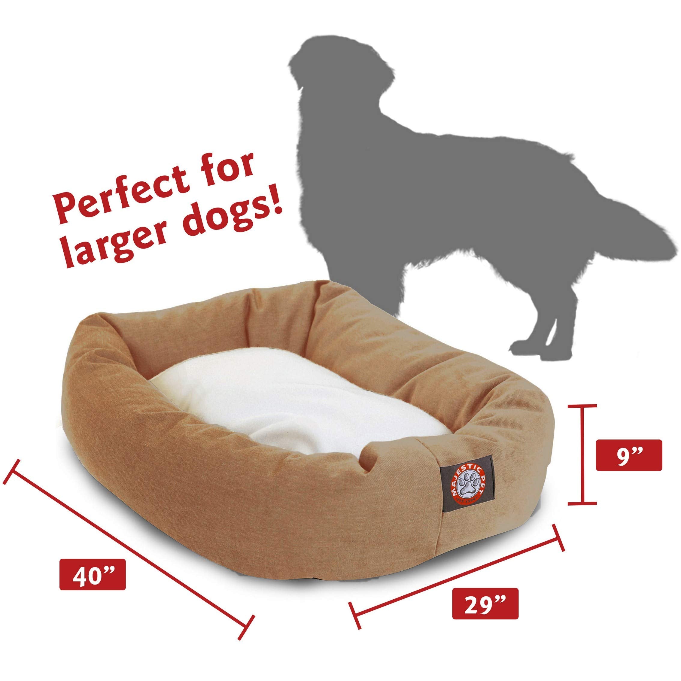 40 Inch Khaki & Sherpa Bagel Dog Bed By Majestic Pet Products