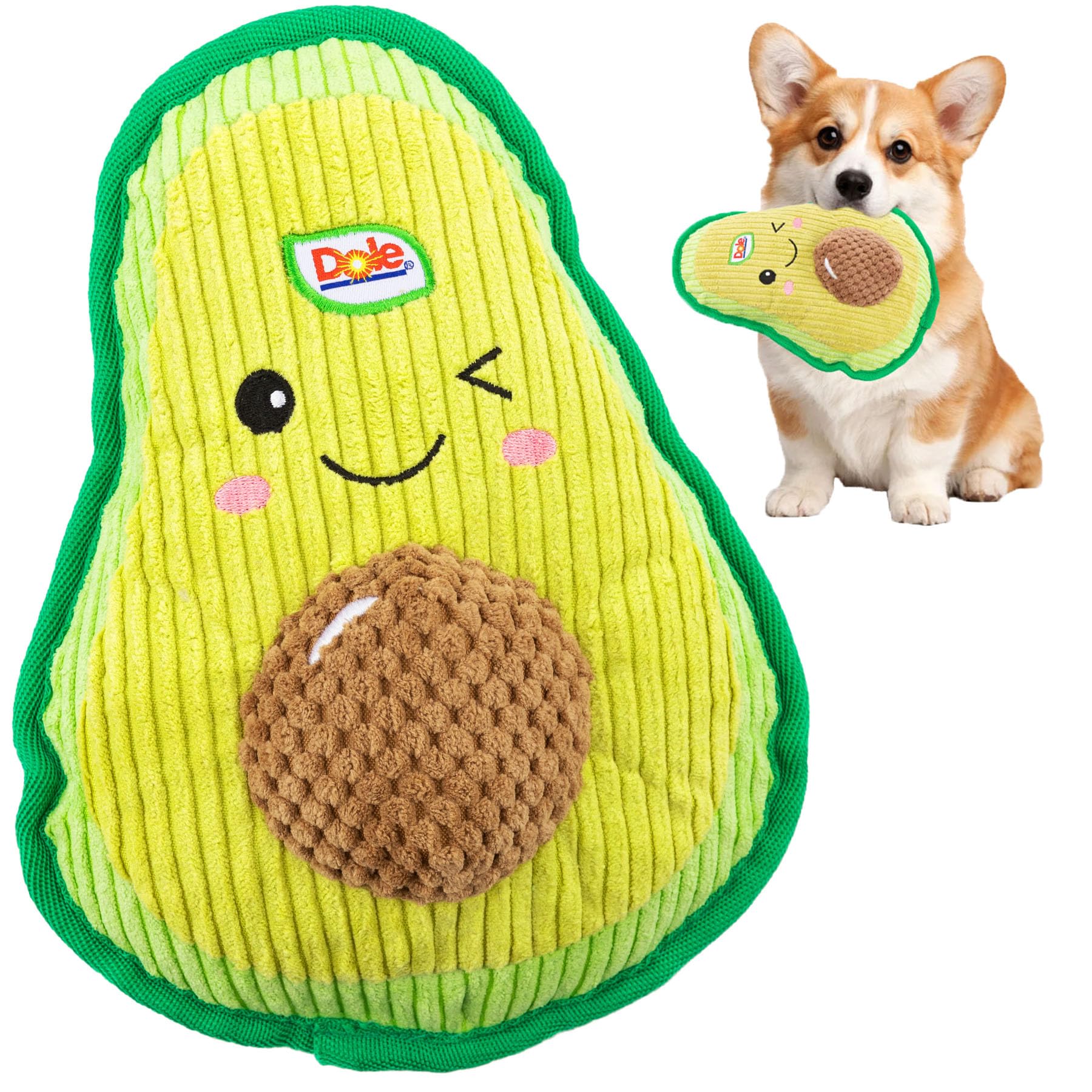 Dole for Pets Dog Toys for Small Dogs and Medium Dogs, Squeaky Dog Toys Plush Avocado, Stuffed Toys for Dogs