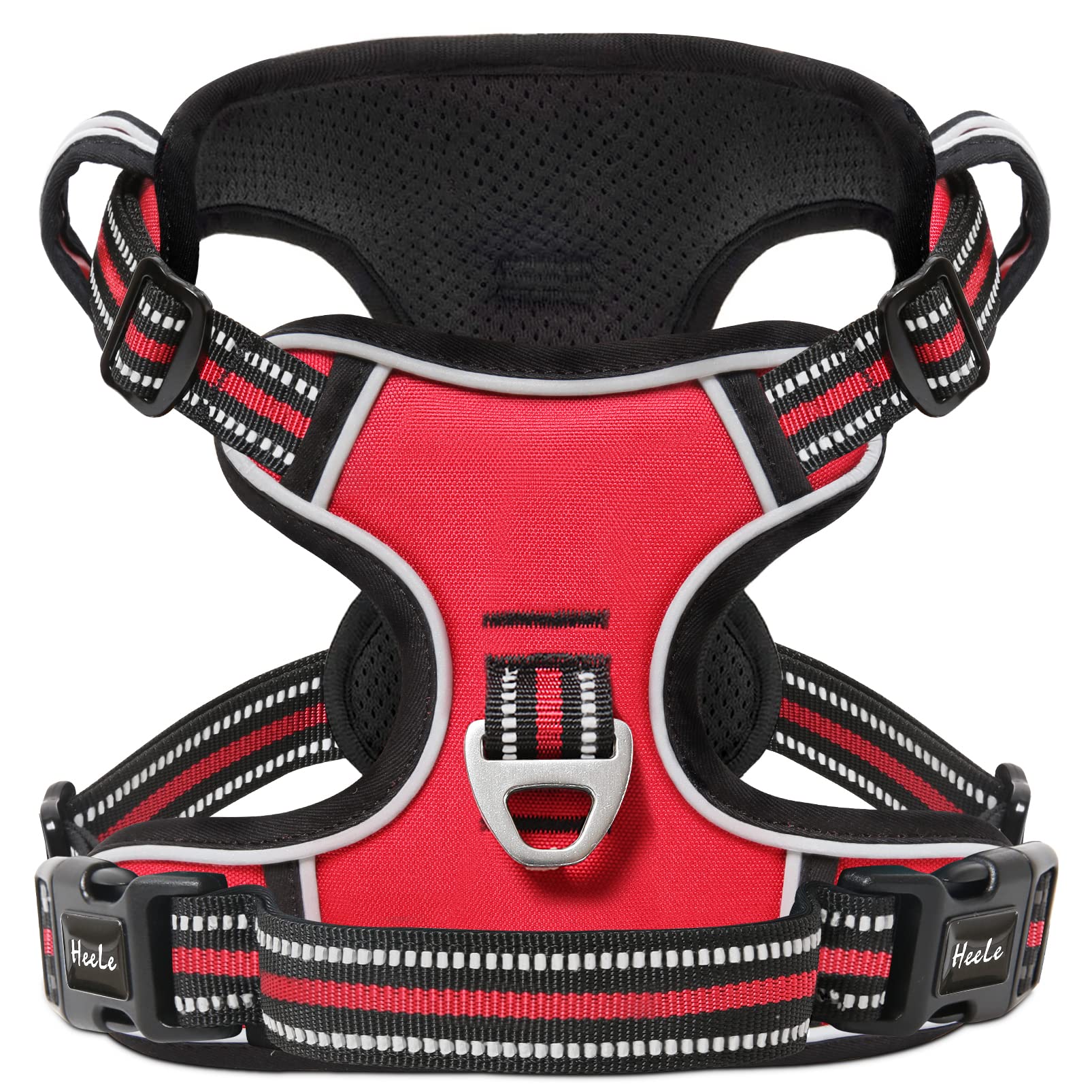 Heele Dog Harness, No Pull Adjustable Padded Reflective Harness For Small Medium Large Dogs With Handle For Walking Training,Red