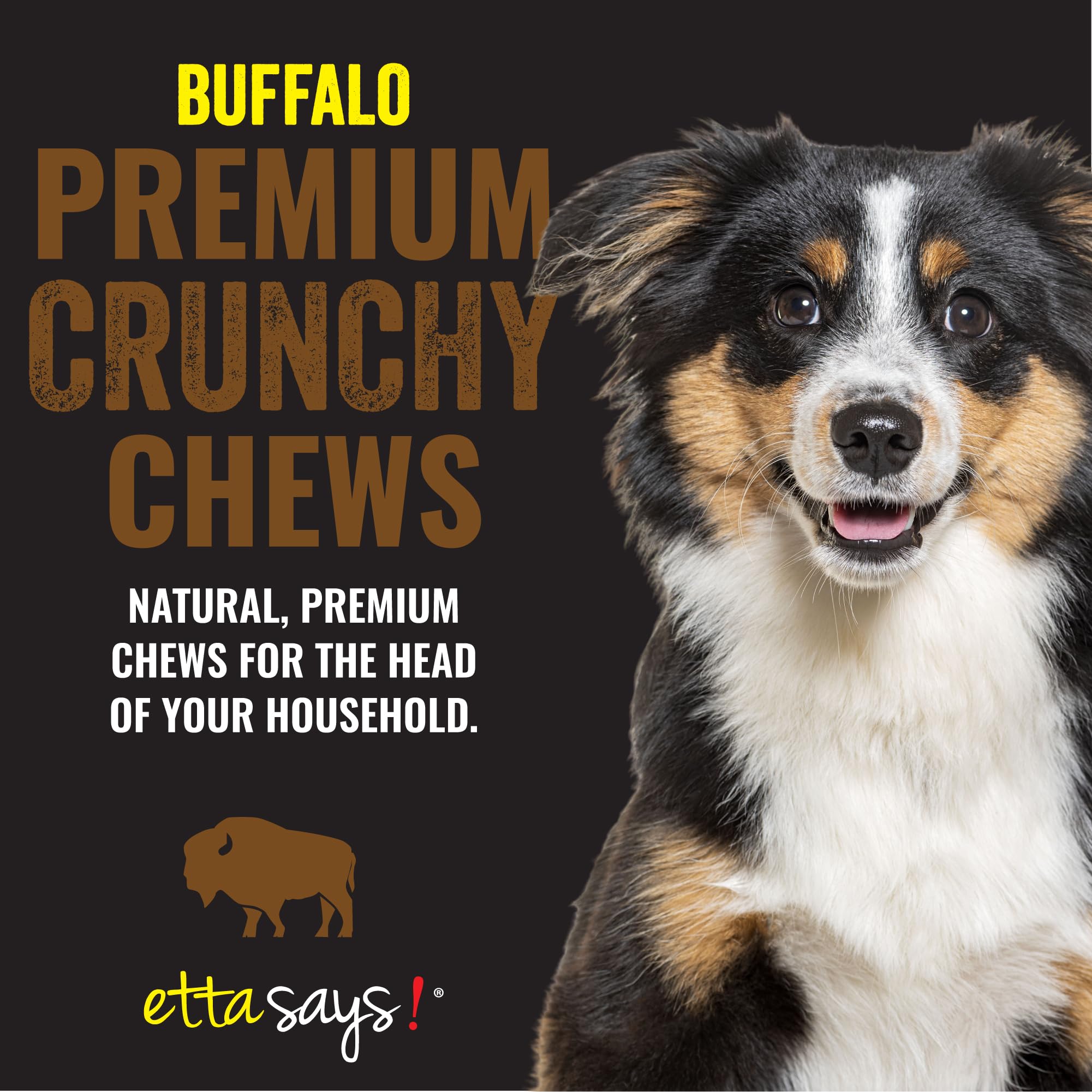 etta says! Premium Crunchy 7 Buffalo Dog Chews - Grain-Free Dog Treats, Good for Teeth, Easy to Digest - Made in The USA (20 Cou