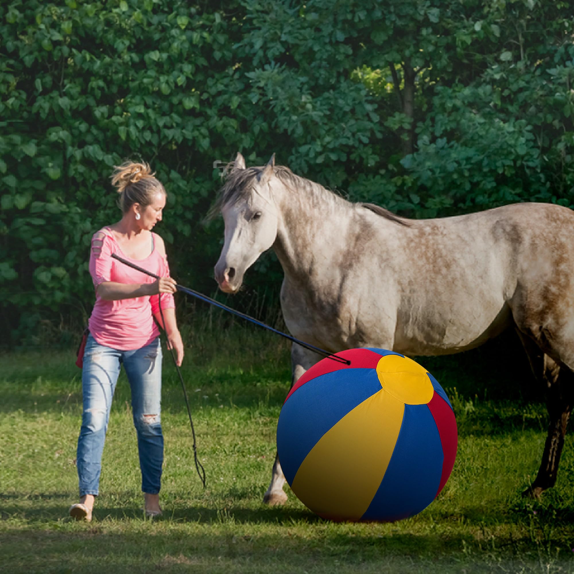 Anc Pop Herding Ball For Dogs Horse & Cover 25'' Ball For Horses Large With Hand Pump For Play Horse Toys For Horses Stall, Red