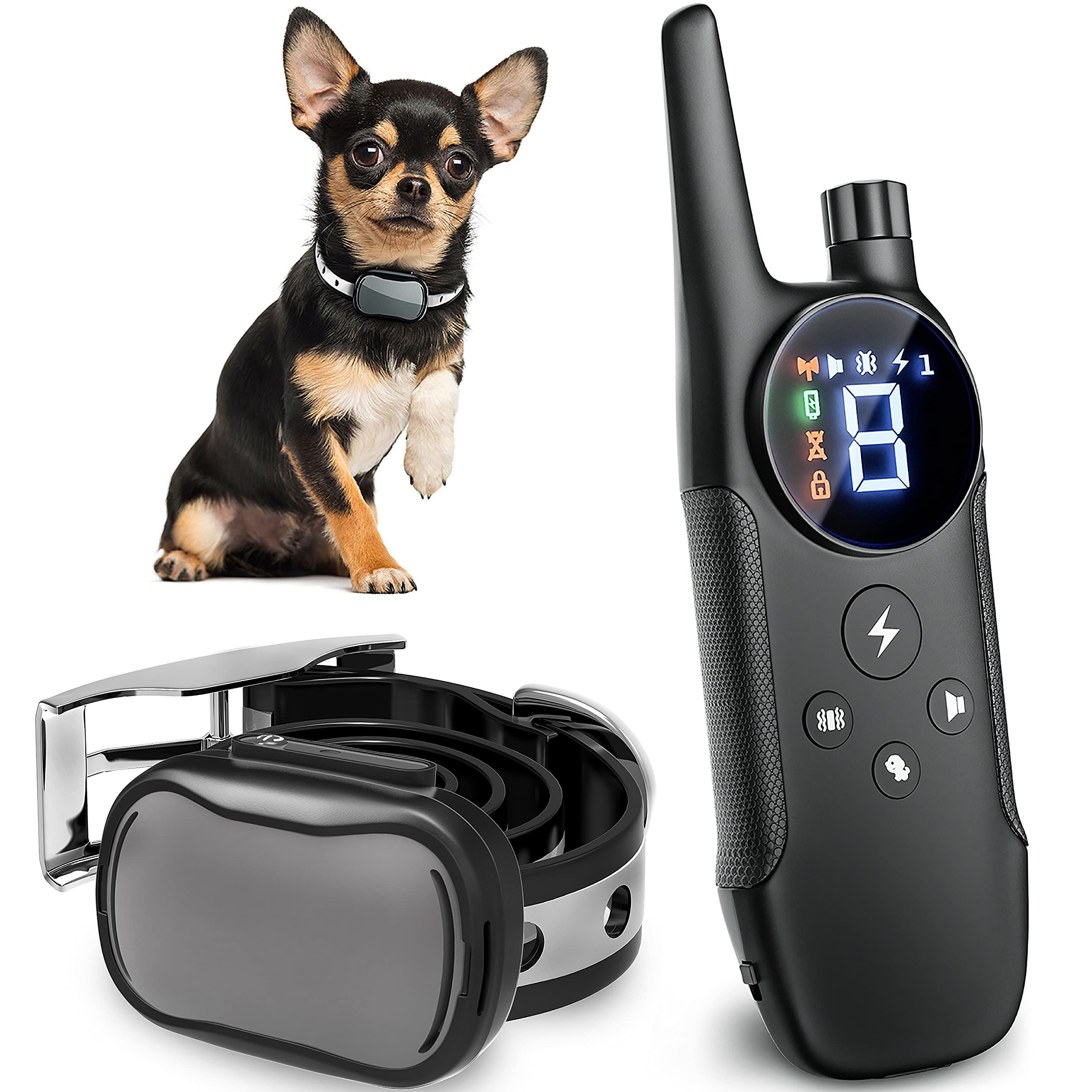 Enrivik Extra Small Dog Shock Collar - Waterproof, 1000 Ft Range, Model EN-912, Grey, for Dogs 5-15lbs