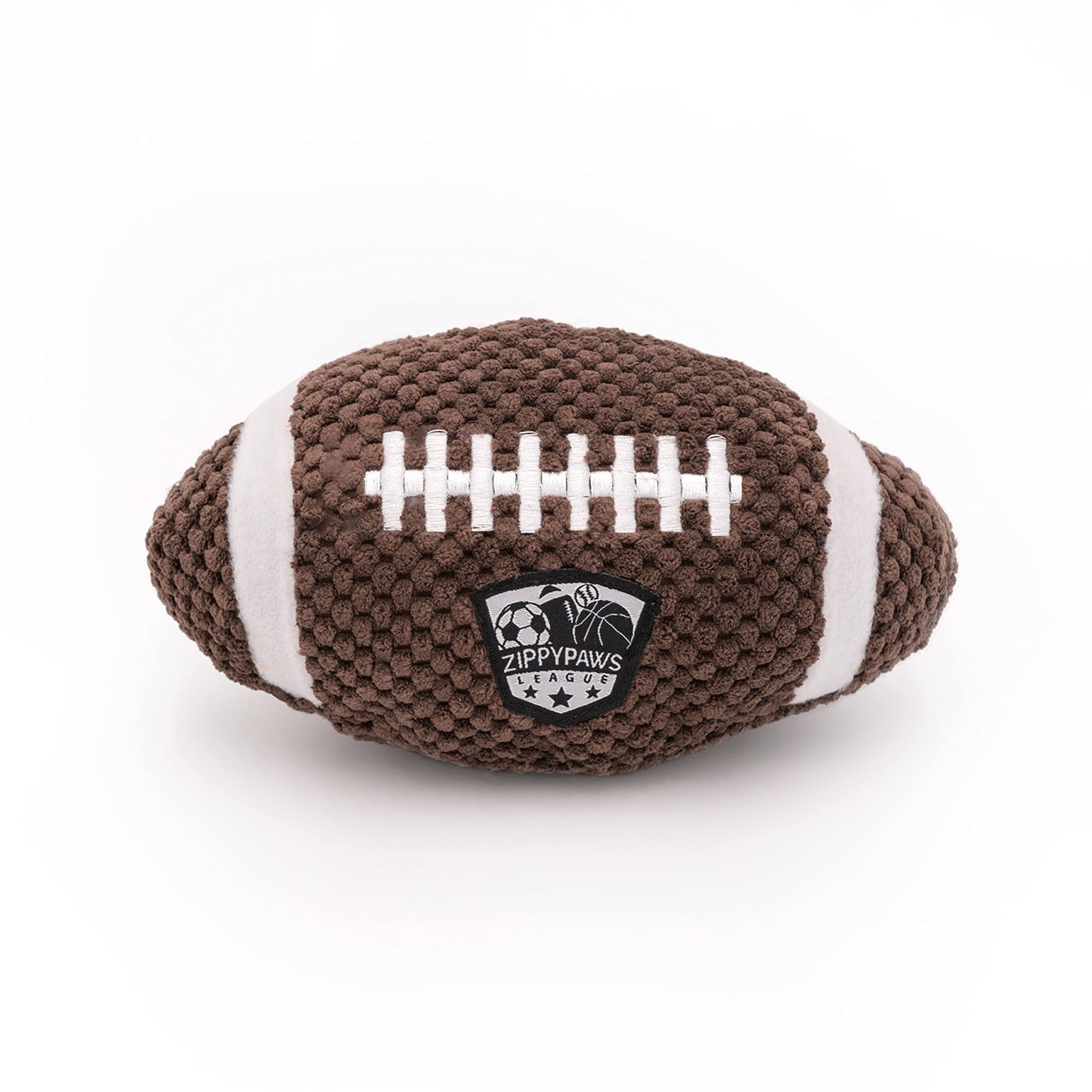 ZippyPaws SportsBallz - Plush Football Dog Toy, Soft Squeaky Balls for Dogs, Indoor & Outdoor Puppy Fetch Toys for Small, Medium