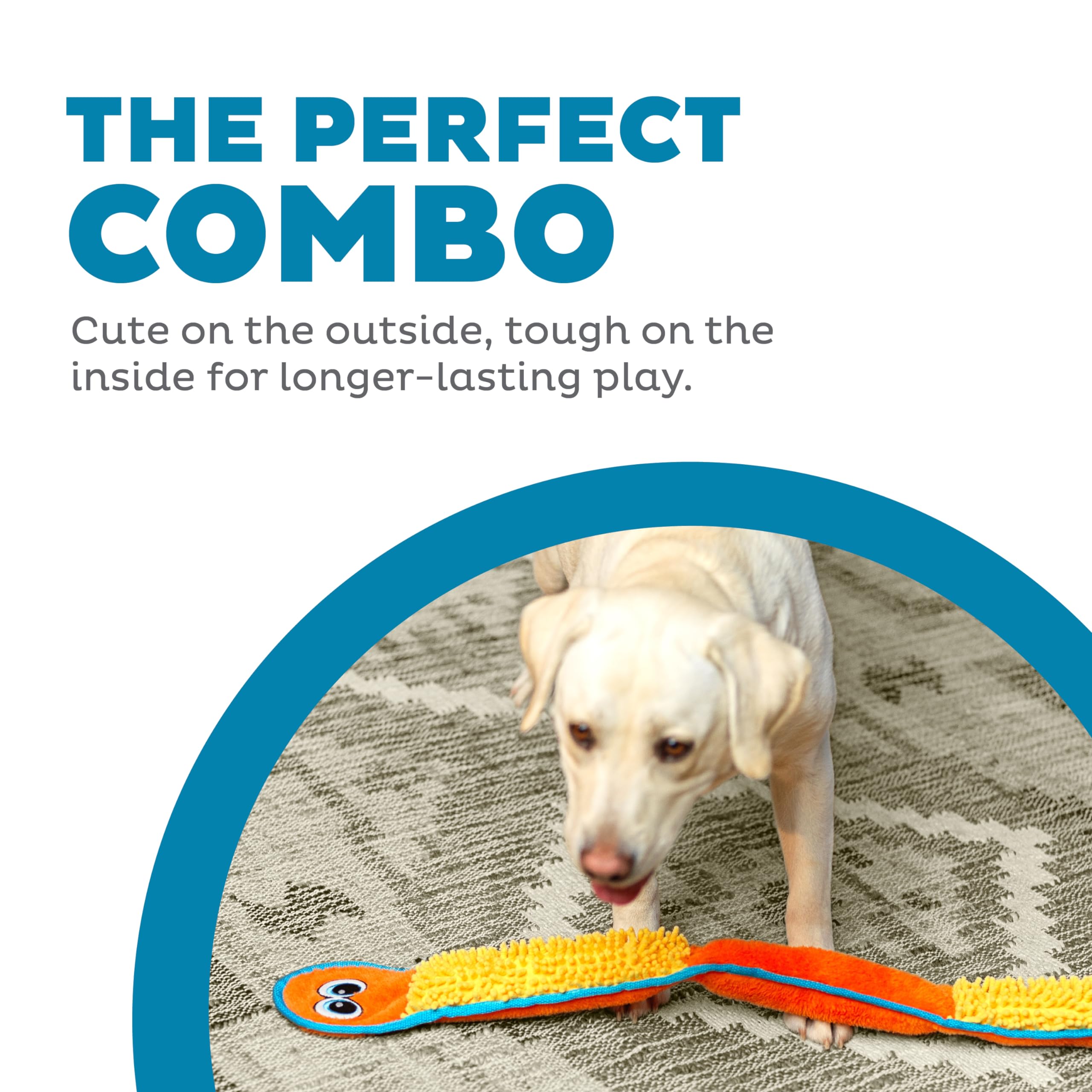 Outward Hound Durablez Tough Plush Squeaky Dog Toy, Nubby Snake, Blue, Xl