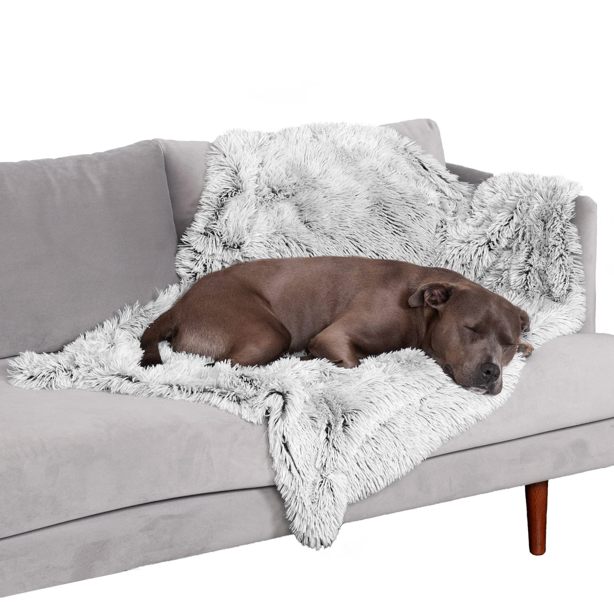 Furhaven Waterproof Throw Blanket For Dogs & Indoor Cats, Washable - Shaggy Plush Calming Long Faux Fur & Velvet Dog Blanket - M