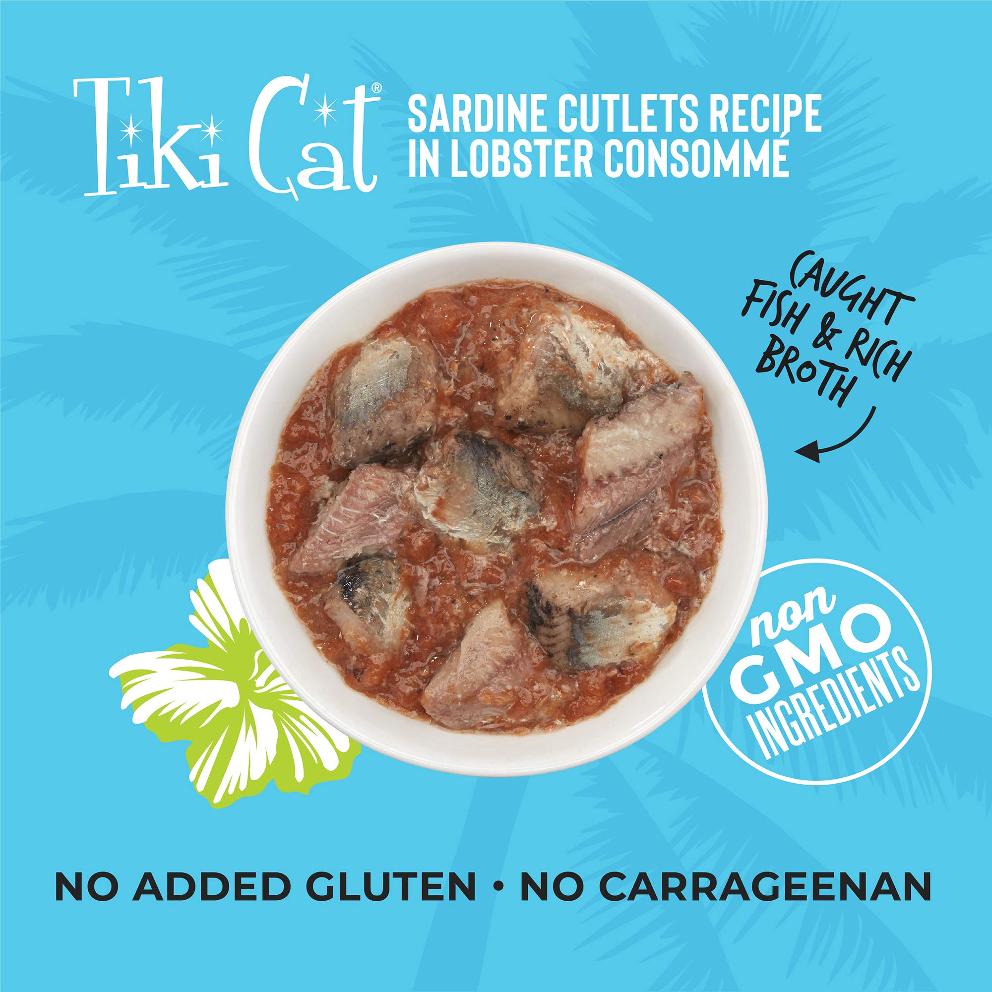 Tiki Cat Grill, Sardine Cutlets in Lobster Consomm  , High-Protein and 100% Non-GMO Ingredients, Wet Whole Foods Cat Food for Al