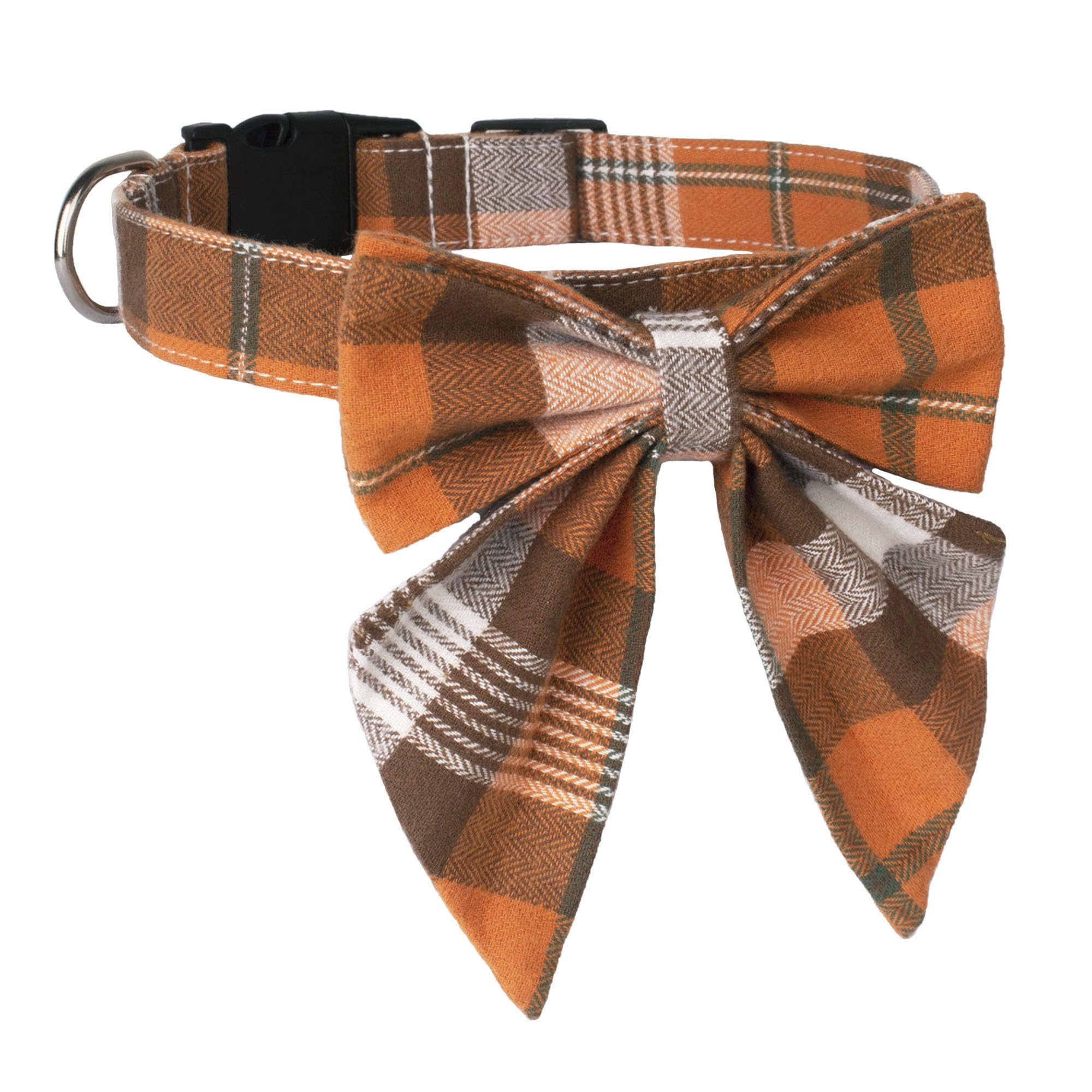 Adoggygo Fall Dog Collar With Bow, Halloween Thanksgiving Dog Bowtie Collar, Adjustable Cotton Orange Bowtie Dog Fall Collars For Medium Dogs Pets (Medium, Fall)