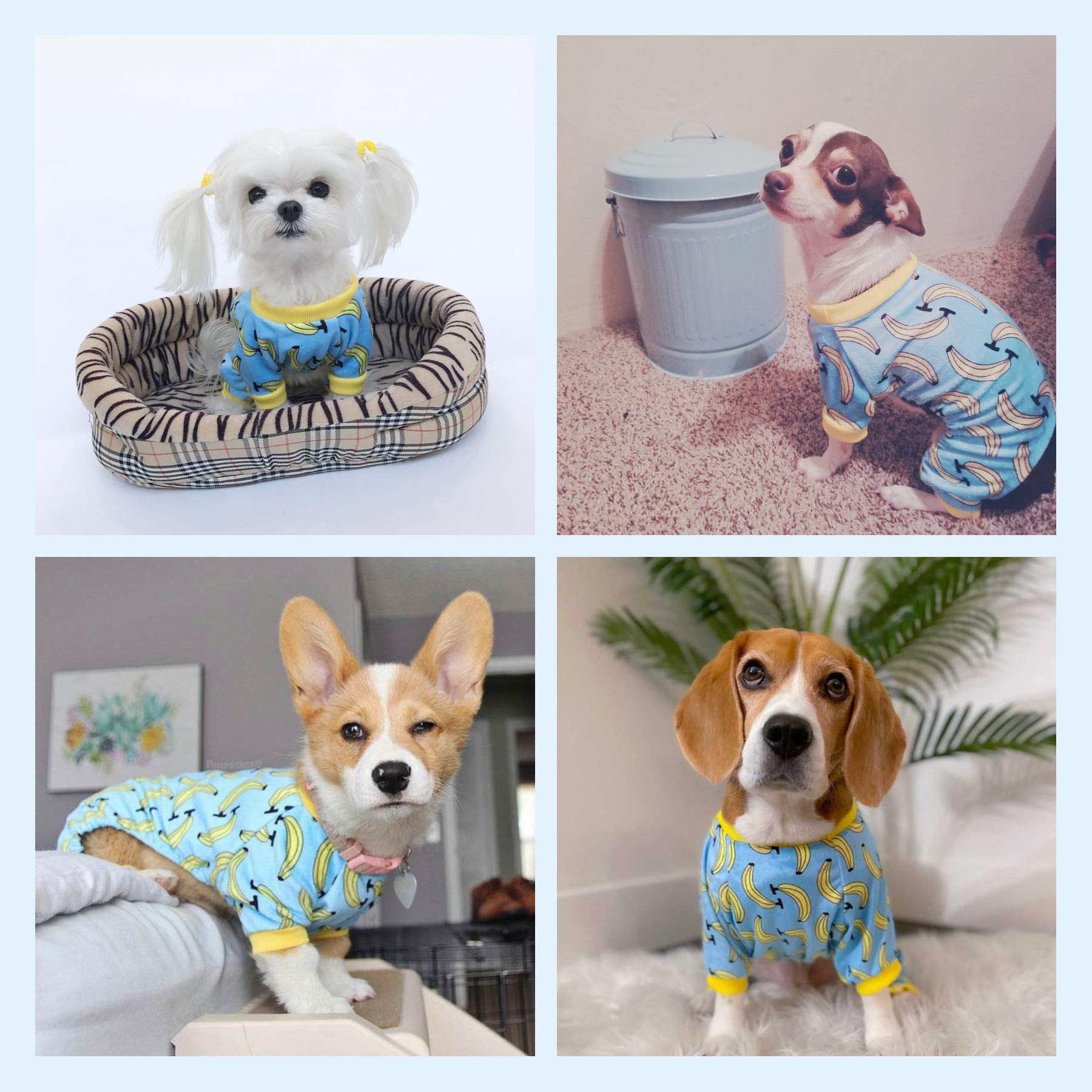 Cutebone Dog Pajamas Banana Puppy Apparel Doggie Onesies Pet Clothes Cat Pjs P06S Small