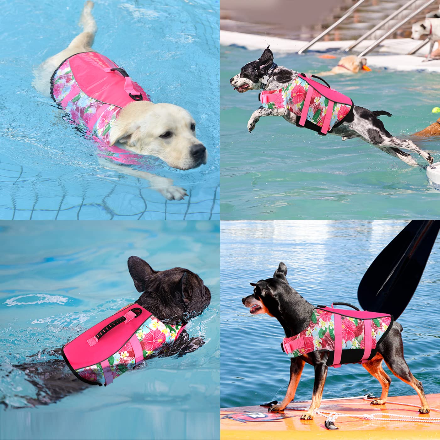 Mklhgty Dog Life Jacket, Reflective Adjustable Dog Swimming Vest With Handle, Ripstop Dog Life Vests For Boating And Swimming, Pet Safety Life Preserver For Small Medium Large Dogs
