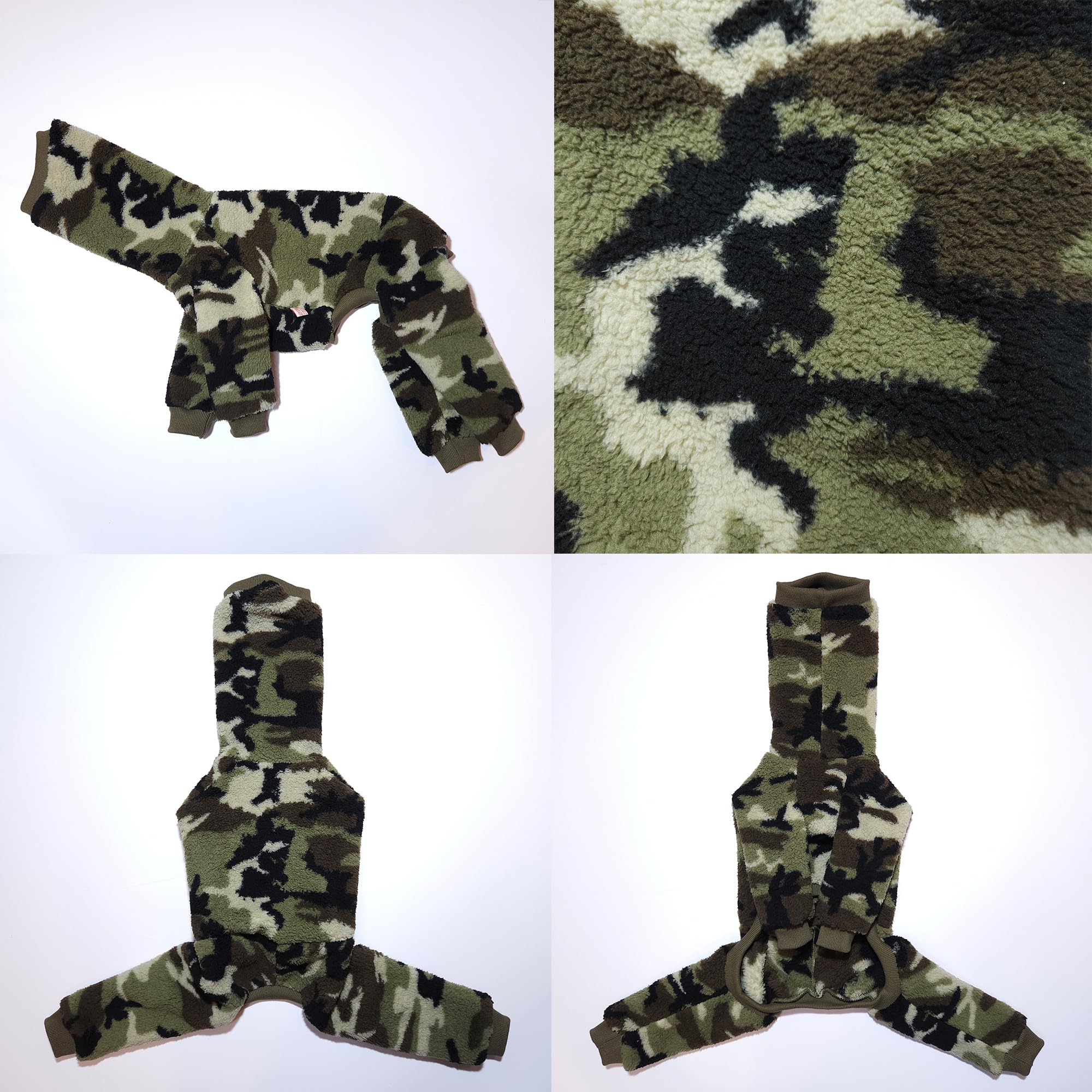 D DOGGY STAR Italian Greyhound Sweater Turtleneck Outfit Camo Warm Fleece Onesie Clothes Whippet for Dog Coat (M,FLC Green Camo)