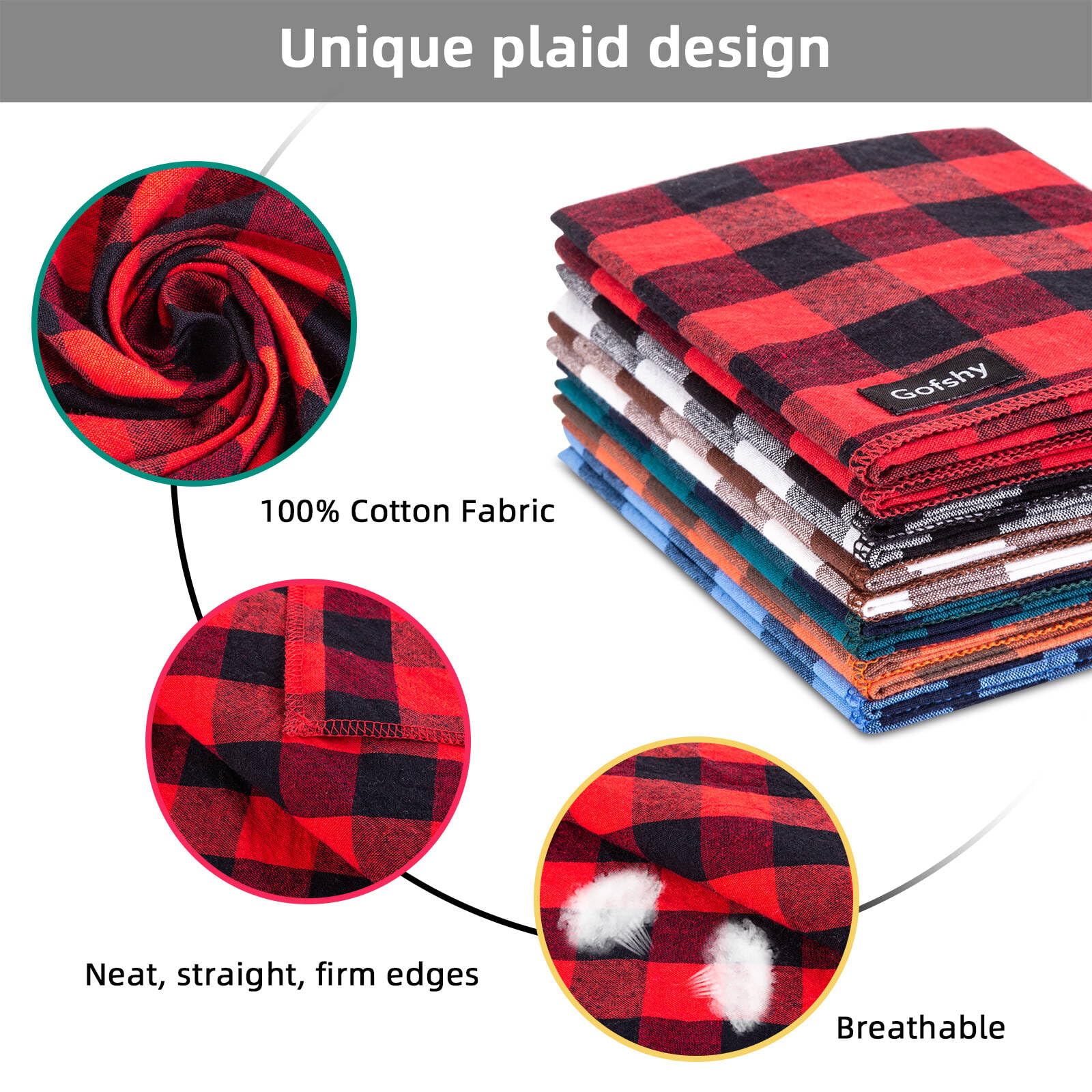 Gofshy Christmas Dog Bandana Large- Red Black Dog Scarf Buffalo Plaid Printing Adjustable Bib Handkerchief Accessories For Medium Large Dogs (L)