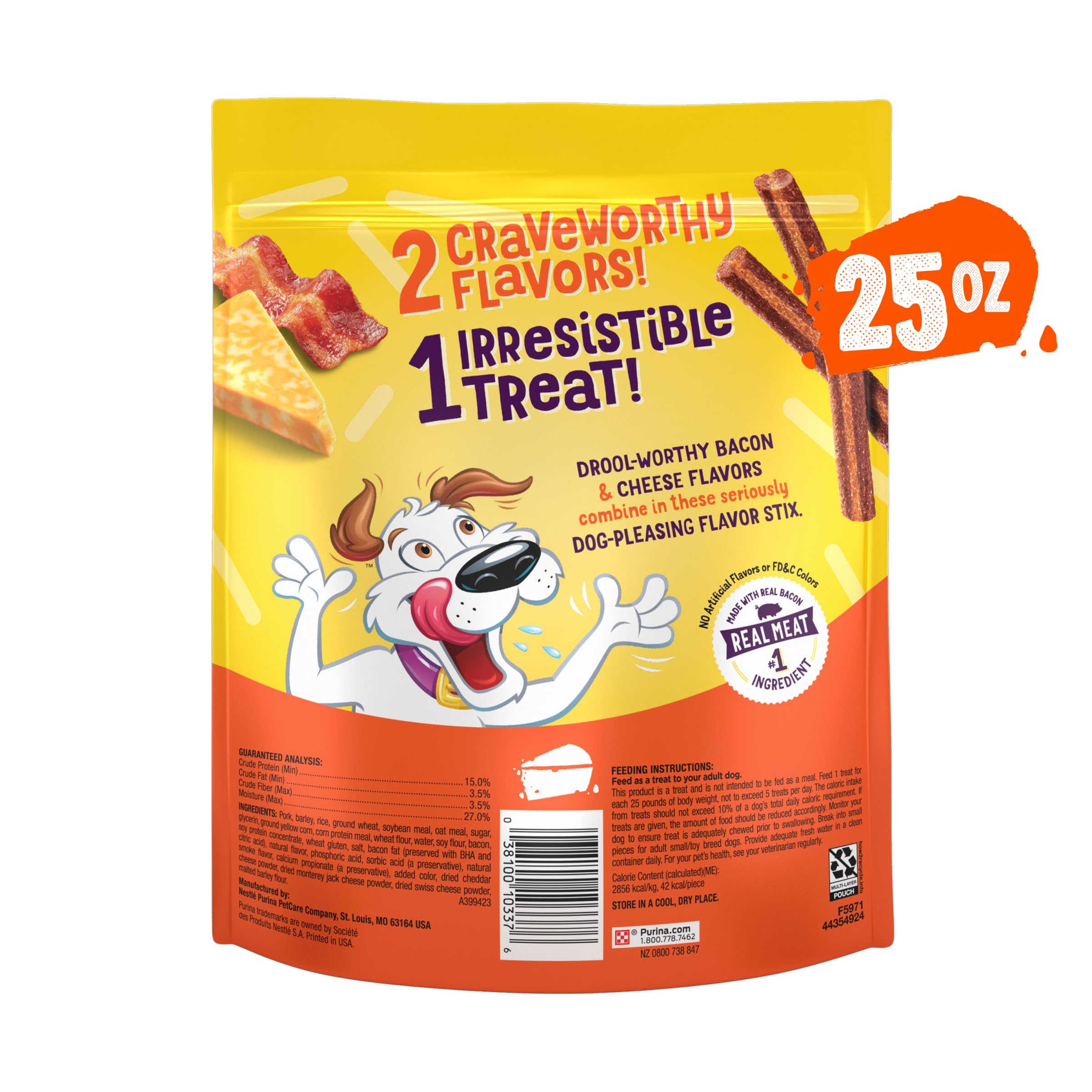 Beggin Flavor Stix Treats for Dogs with Bacon and Cheddar Jack Flavor - 25 oz. Pouch