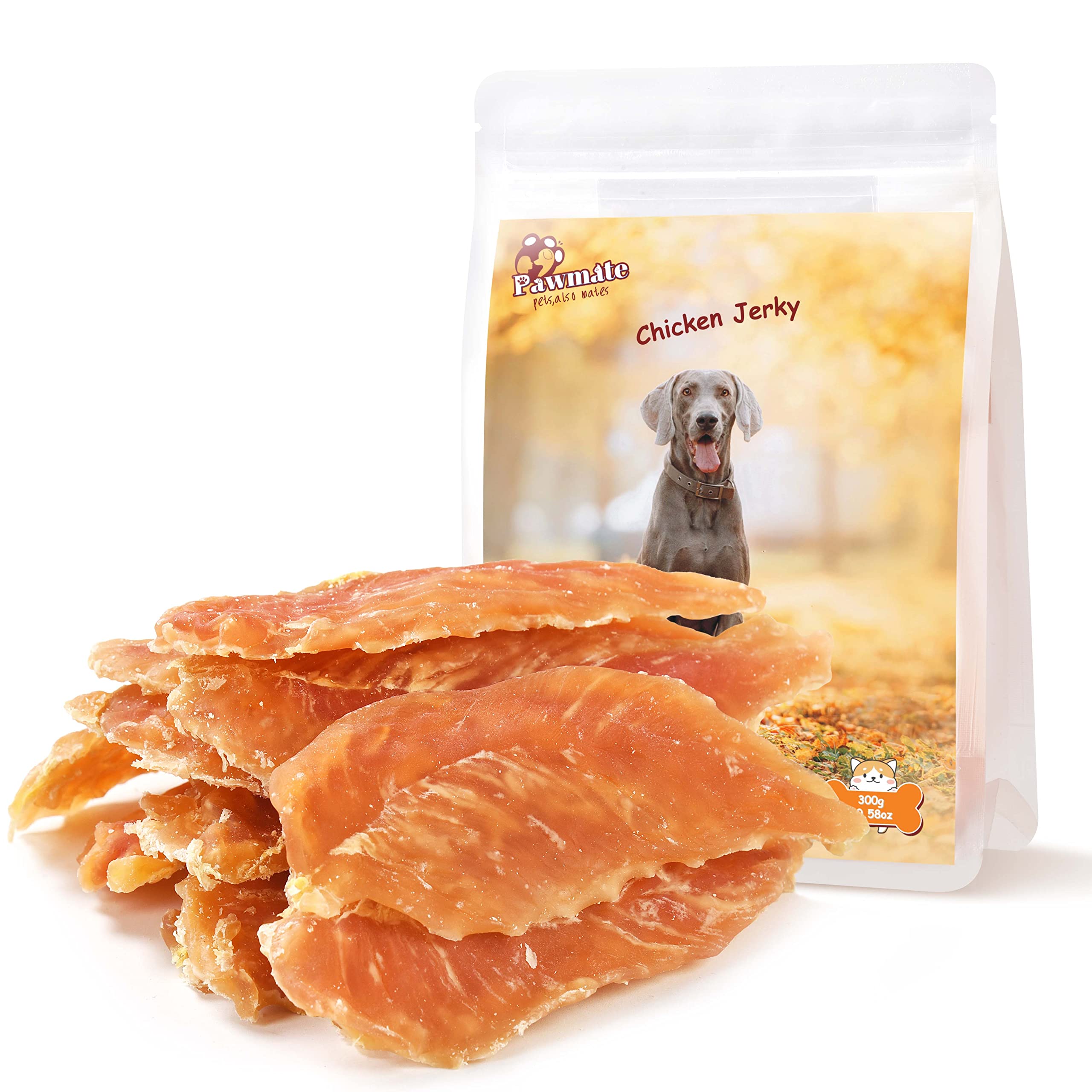 Pawmate Chicken Jerky Tenders, Healthy Natural Chicken Dog Treats w/Taurine Rawhide-Free Grain-Free, High Protein Training Rewar