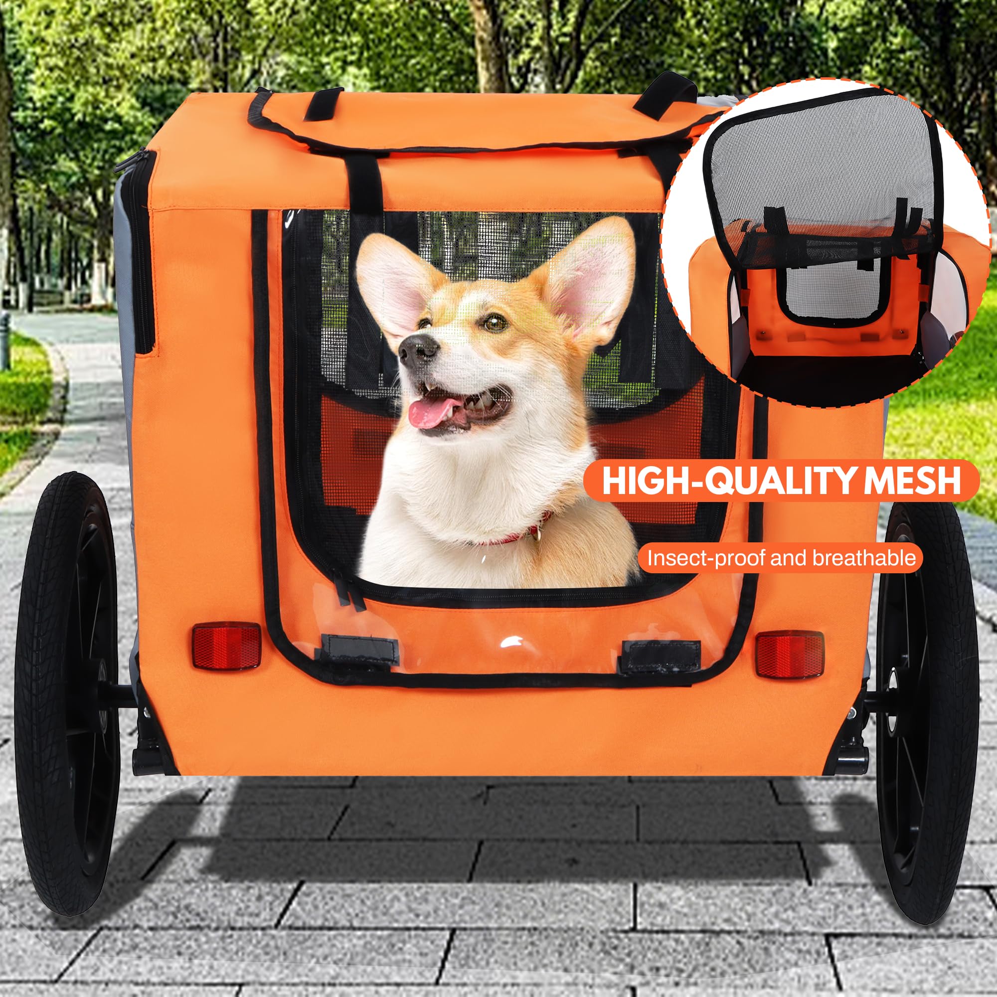 Aosute Pet Bike Trailer,Dog Bike Trailer for Small and Medium Pets,Up to 88 lbs Easy Folding Cart Frame Quick Release Wheels,Non