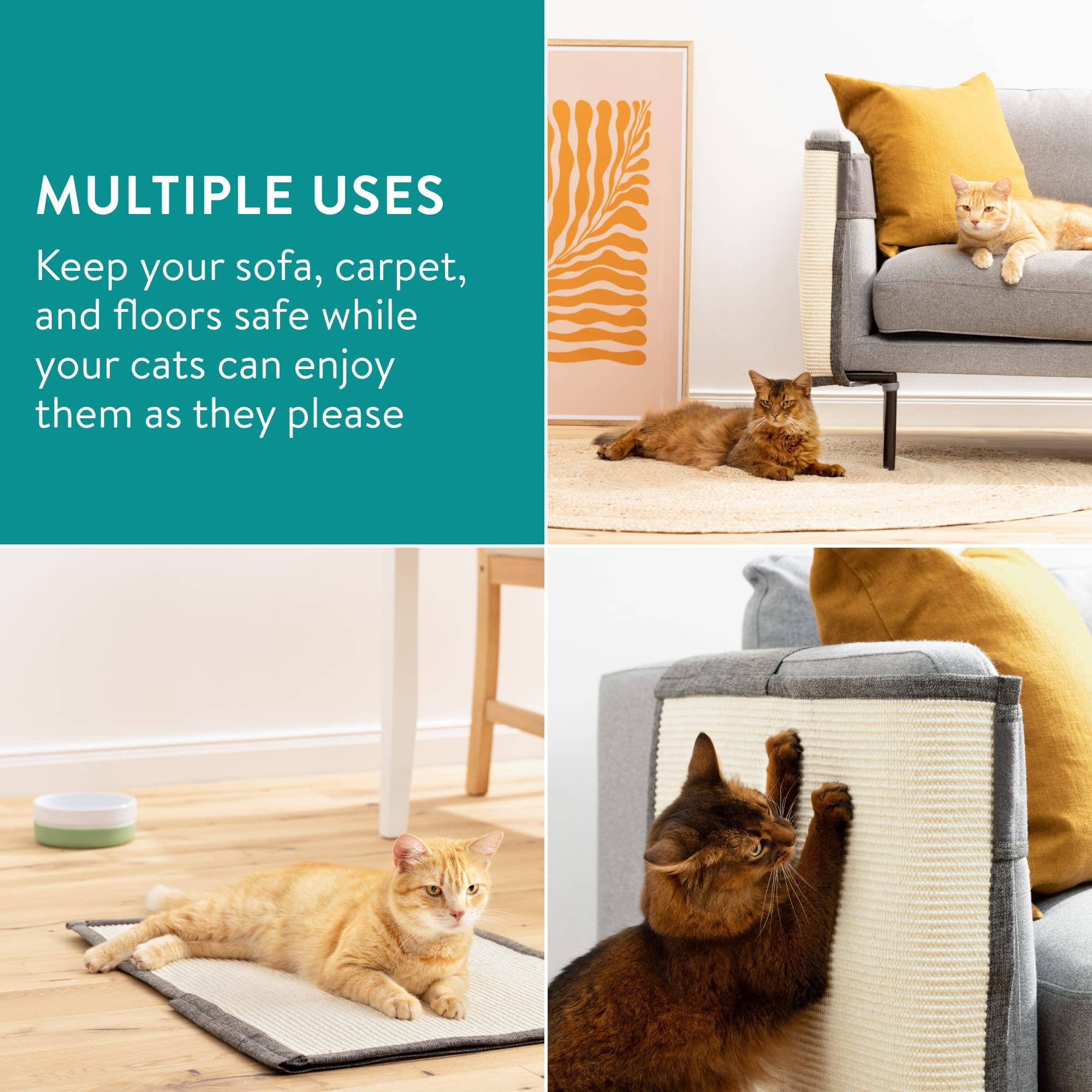 Navaris Cat Scratch Mat Sofa Protector - Natural Sisal Furniture Protector Scratching Pad For Cats - Scratch Carpet For Couch, Sofa, Chair