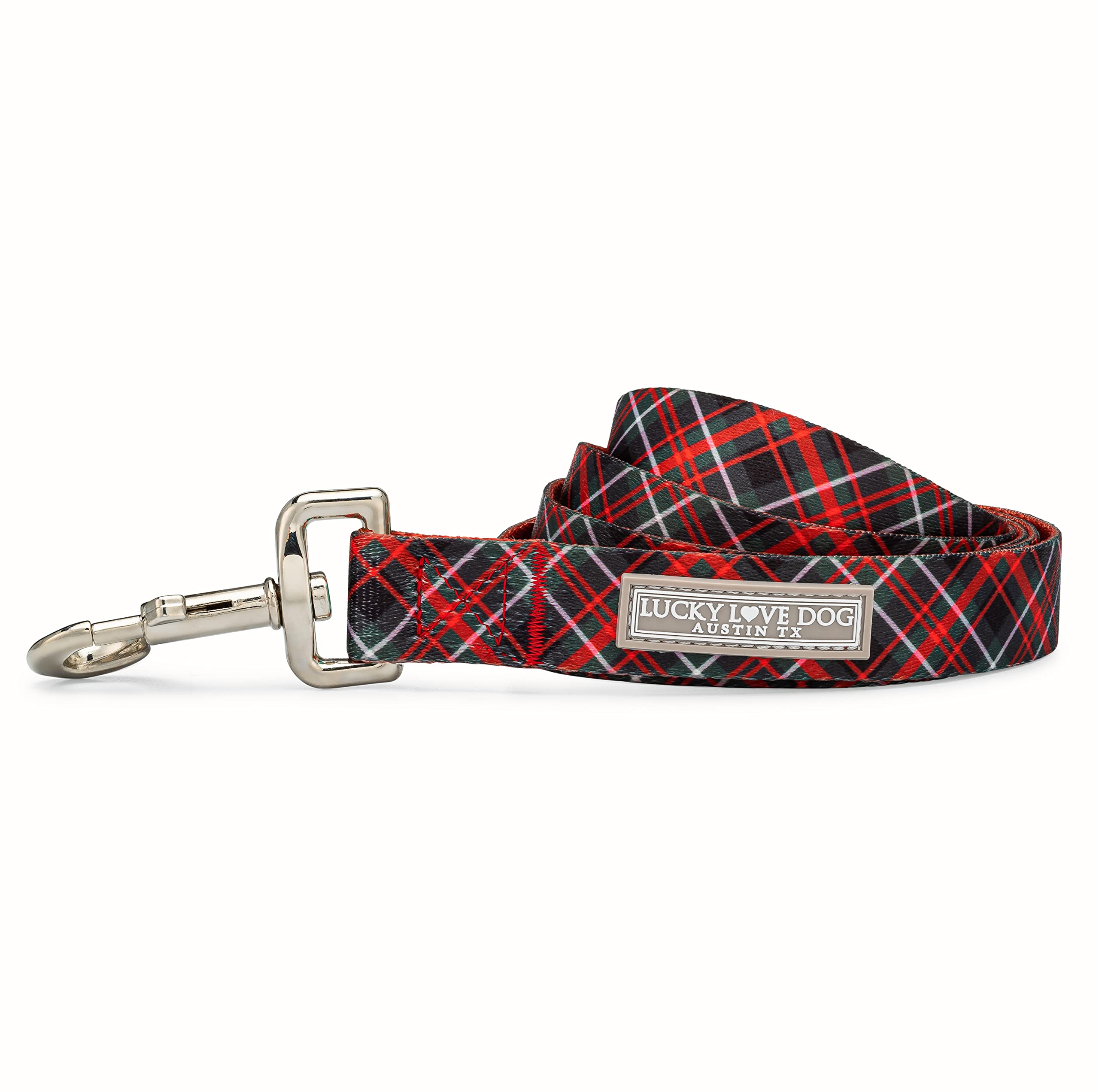 Lucky Love Dog Beautiful Evergreen Leash - Vivid Berry Plaid For Boy And Girl Dogs (Small, Heywood)
