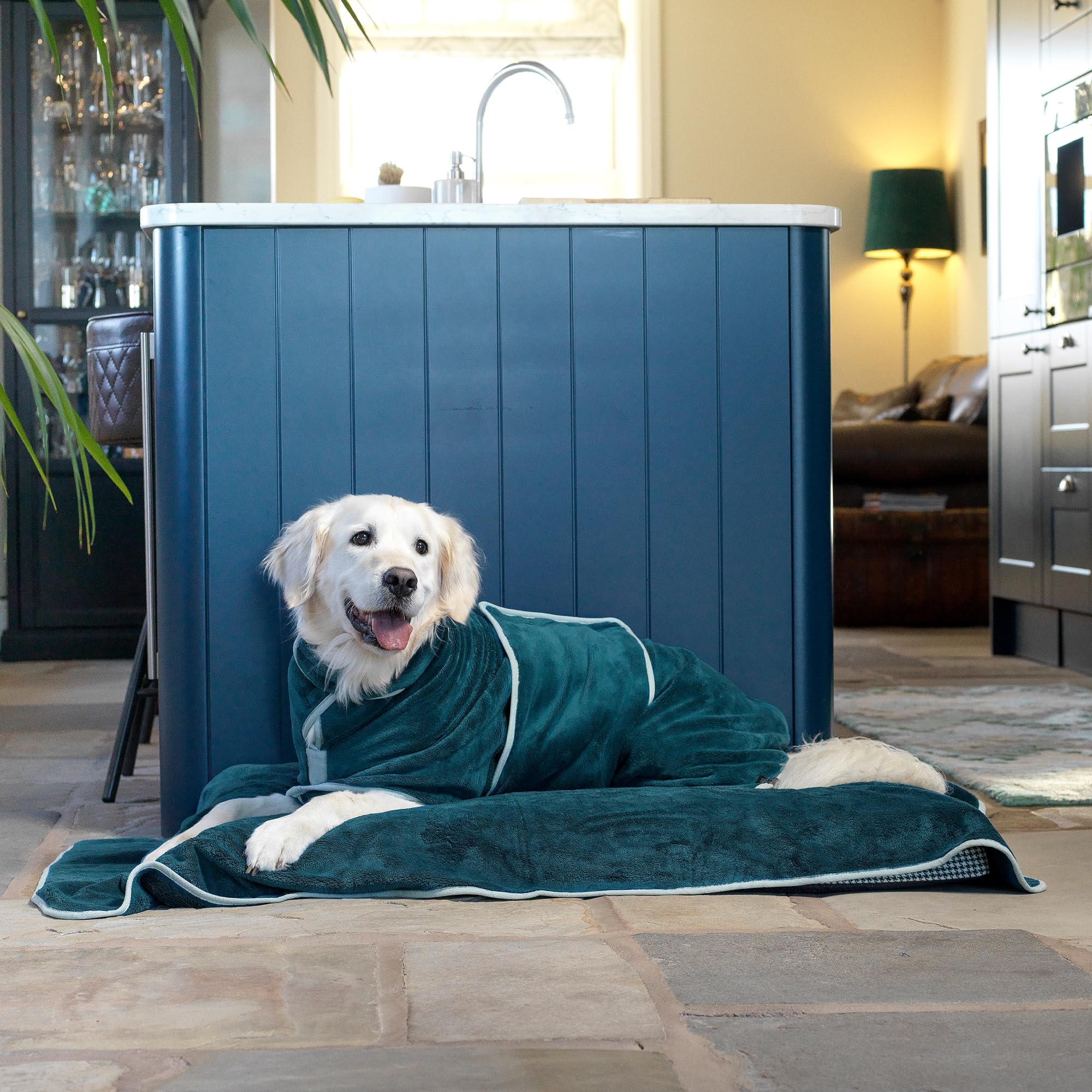 Lucky Pooch Dog Robe - Luxurious Dog Bathrobe - Ultra Absorbent Dries Your Dogs in Minutes! Double-Layer, Super Soft Towel and B