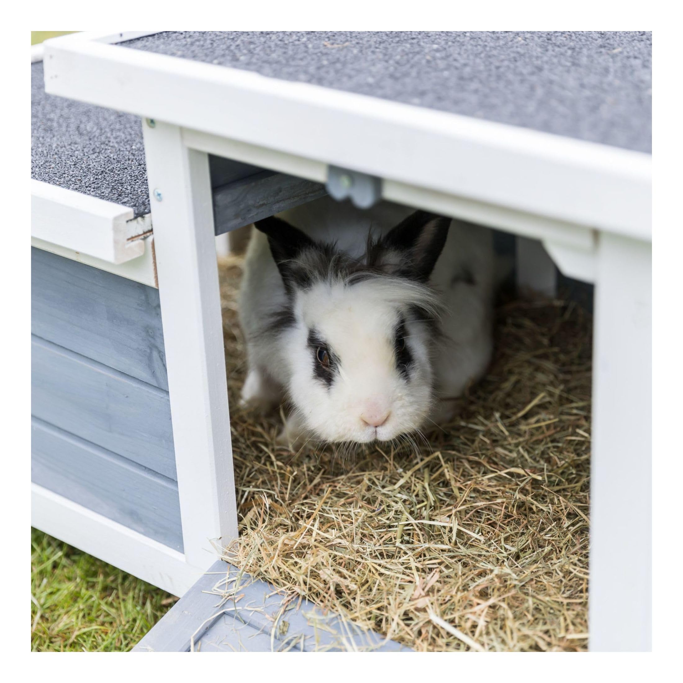 Trixie Small Pet House, Wooden Outdoor Shelter, Weatherproof Pet Home, Ideal For Cats, Rabbits, Bunnies, Guinea Pigs, Gray