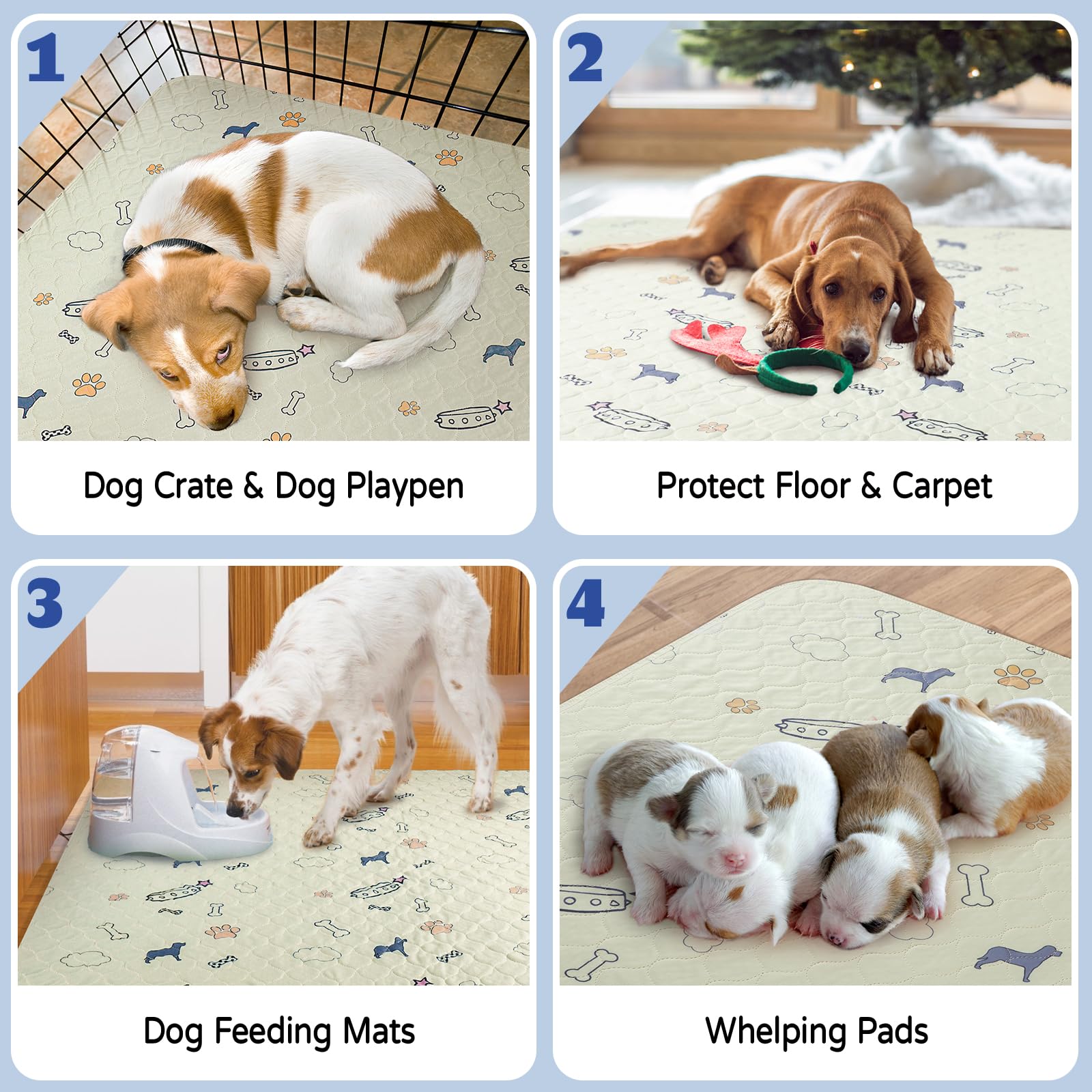 Baodan Washable Pee Pads For Dogs Waterproof, 2 Pack 36X72 Reusable Puppy Pads Super Absorbent, Non-Slip Dog Pee Pads For Dog Pl