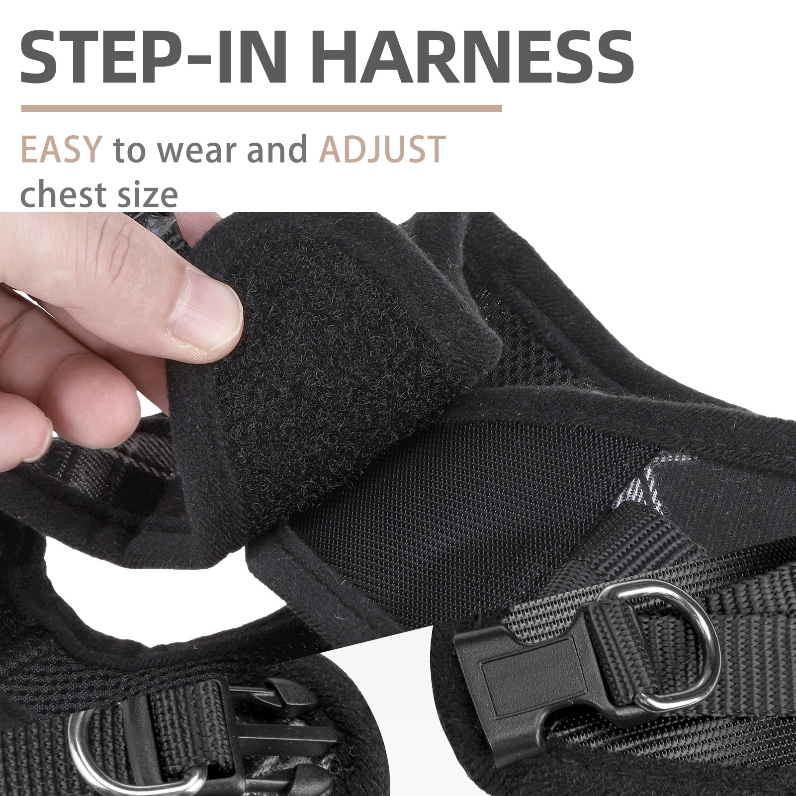 Pupteck Adjustable Dog Harness Collar And Leash Set Step In No Pull Pet Harness For Small Medium Dogs Puppy And Cats Outdoor Walking Running, Soft Mesh Padded Reflective Vest Harnesses, Black Xxs